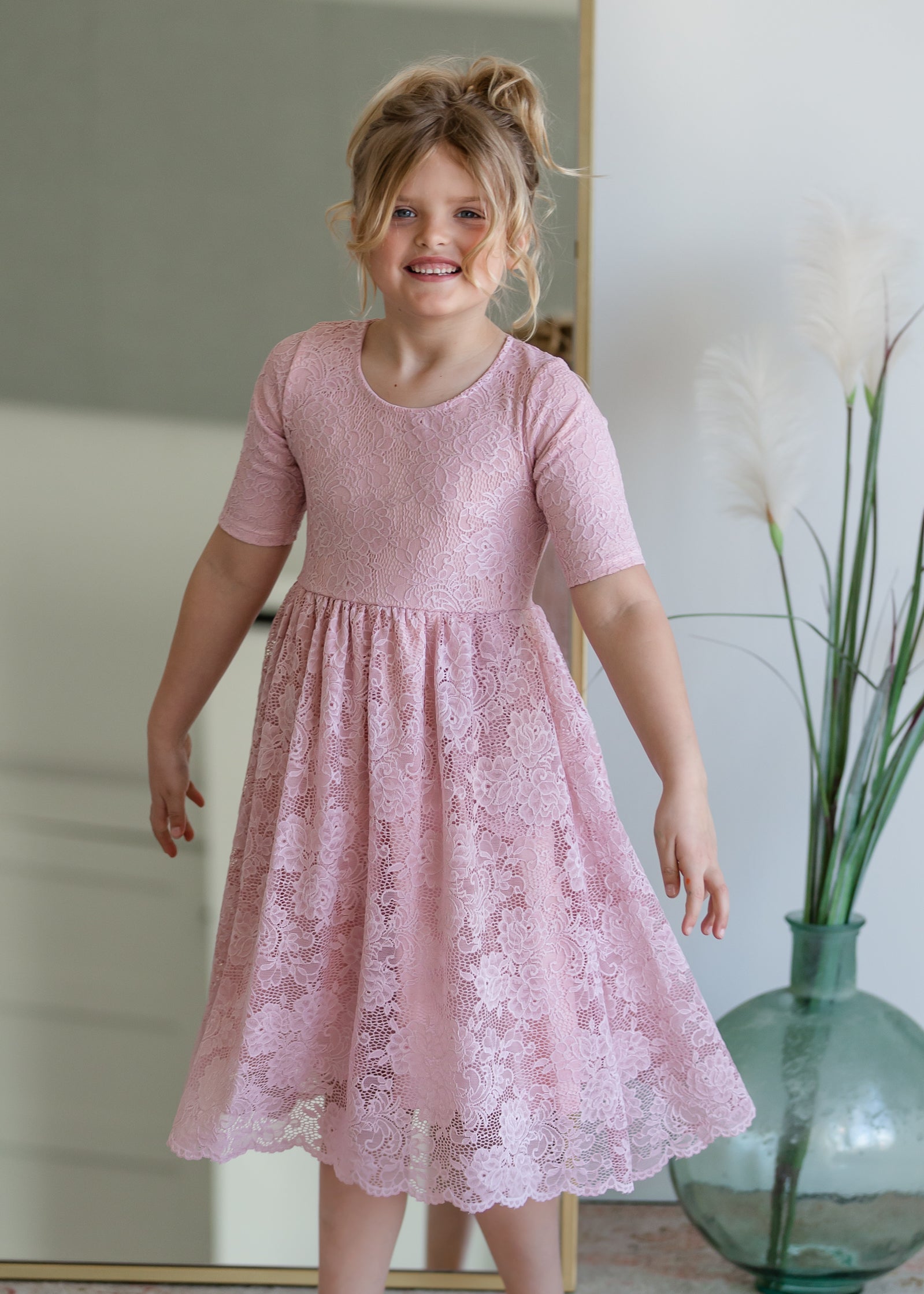 Girls Amelia Rose Lace Dress Girls Woodmouse & Thistle