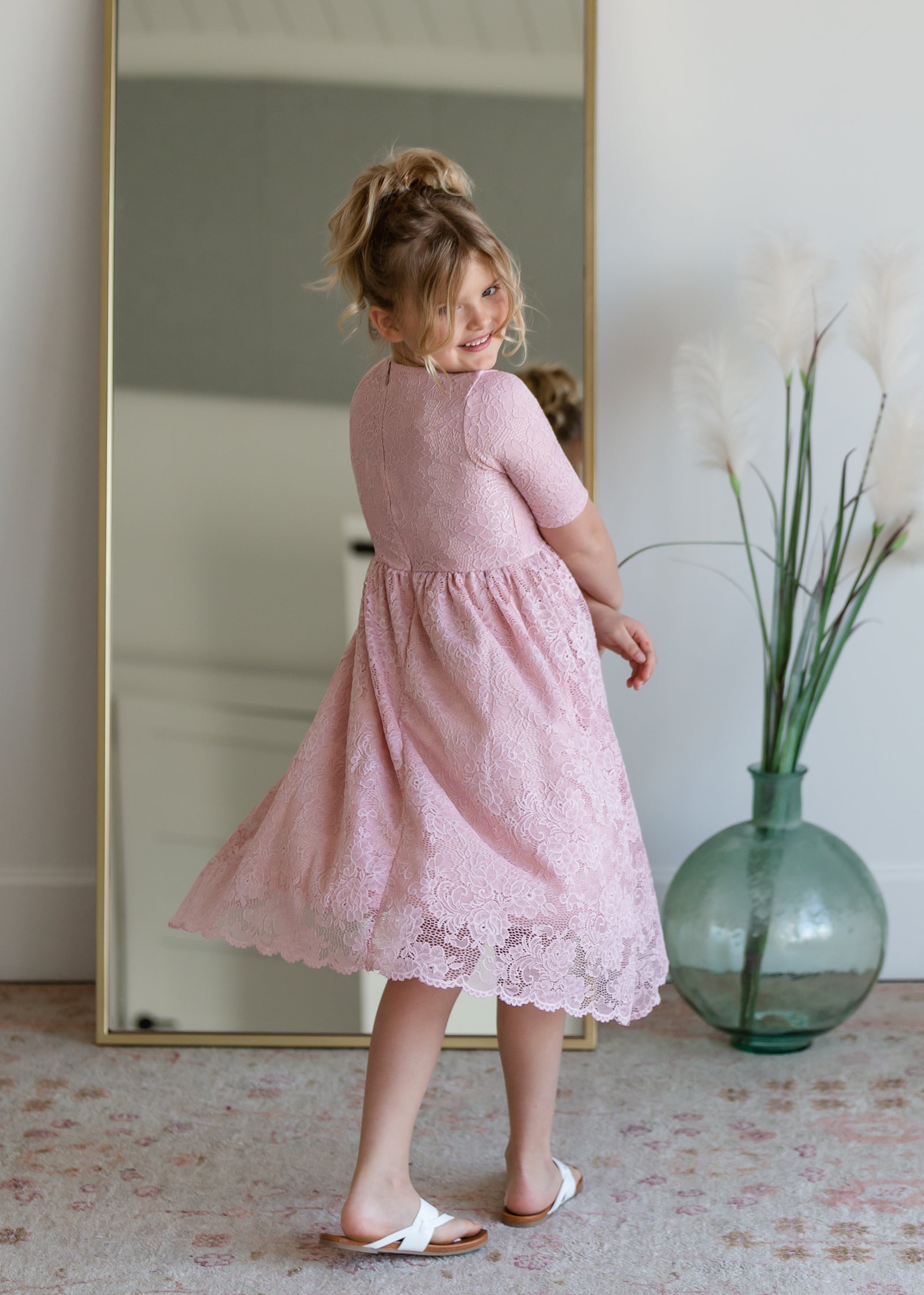 Girls Amelia Rose Lace Dress Girls Woodmouse & Thistle