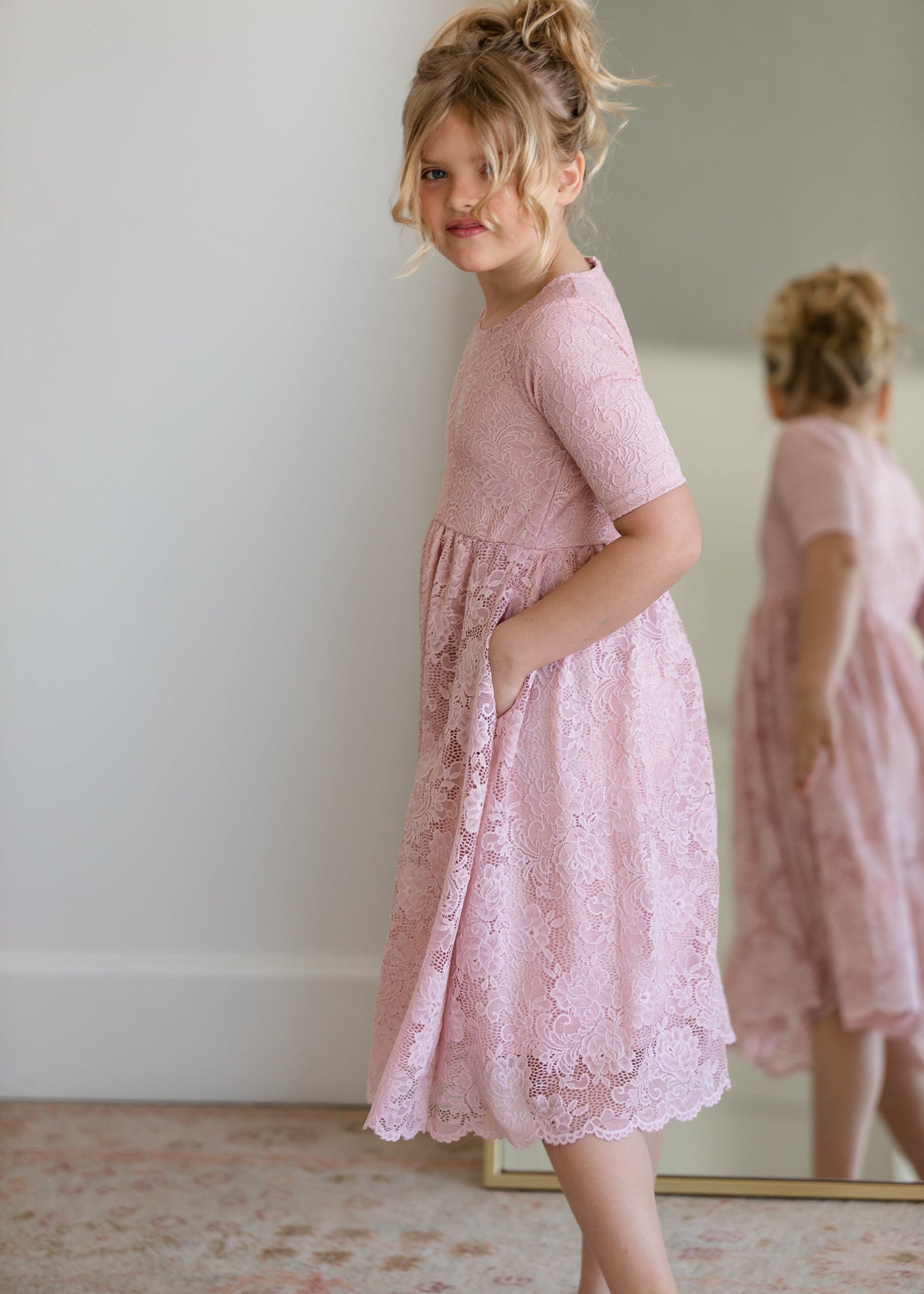 Girls Amelia Rose Lace Dress Girls Woodmouse & Thistle