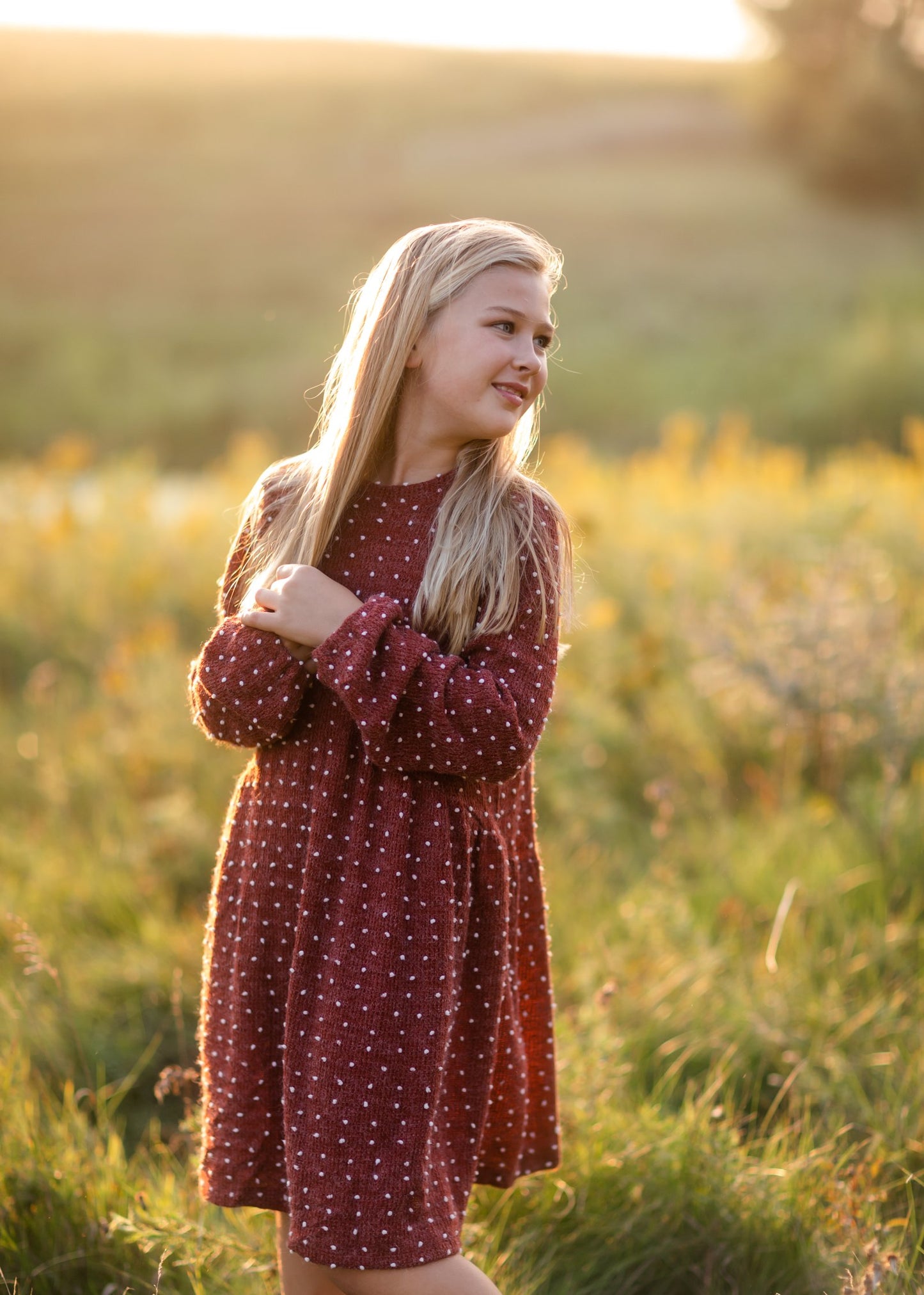 Girls Burgundy Swiss Dot Sweater Dress Girls Hayden Los Angeles