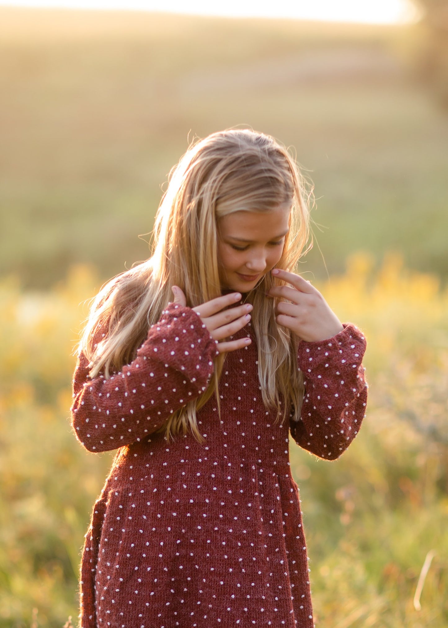 Girls Burgundy Swiss Dot Sweater Dress Girls Hayden Los Angeles