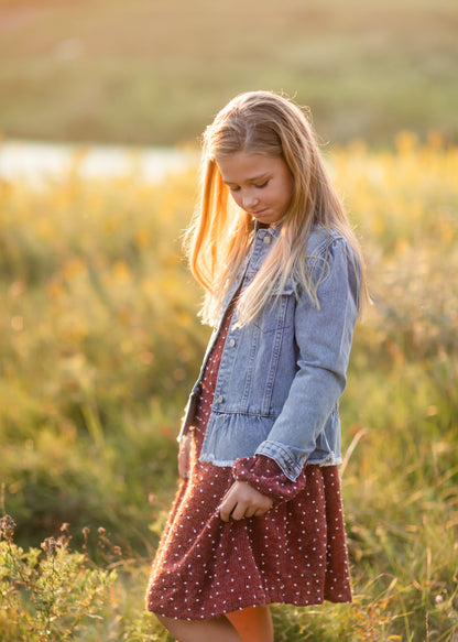 Girls Burgundy Swiss Dot Sweater Dress Girls Hayden Los Angeles