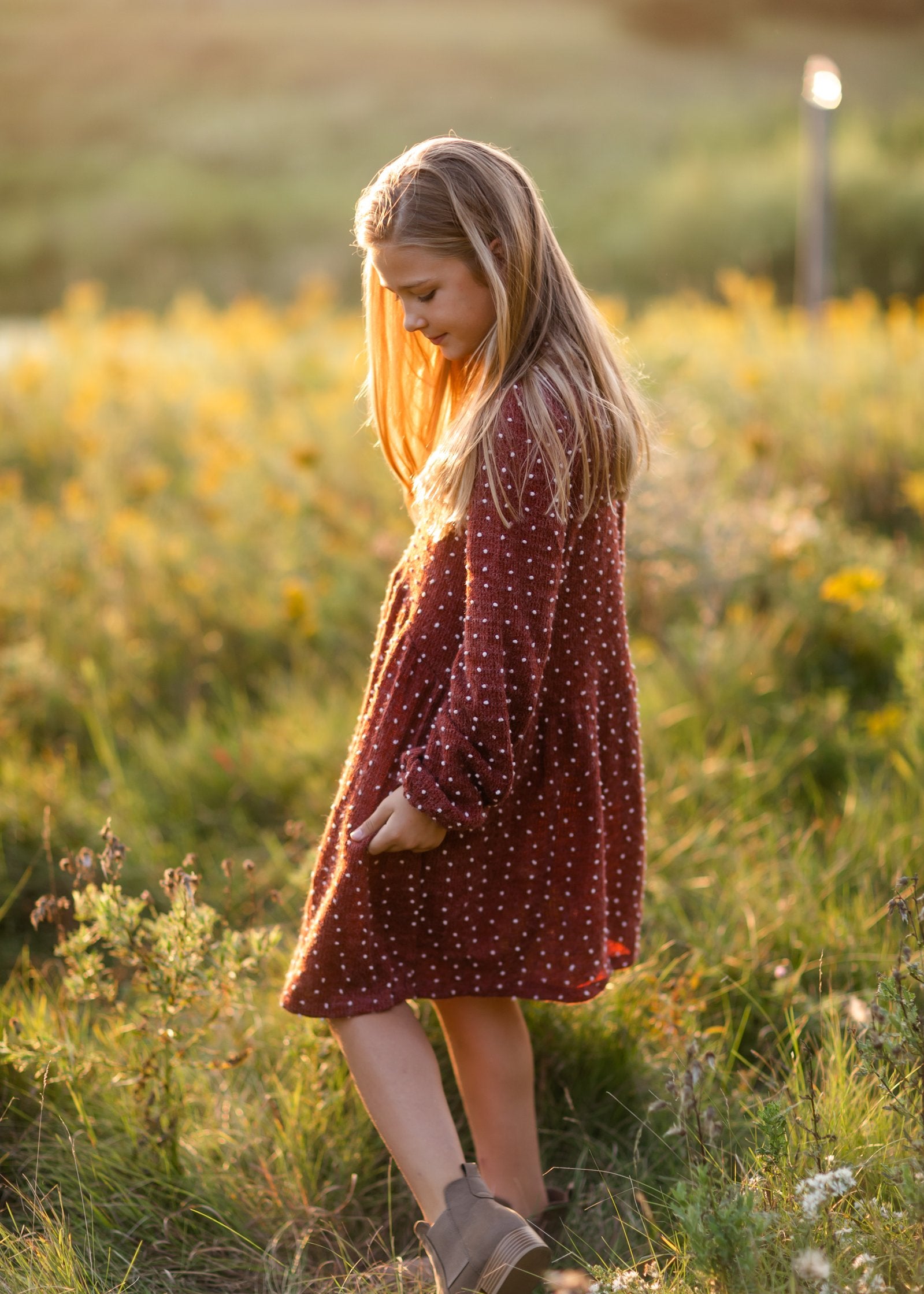 Girls Burgundy Swiss Dot Sweater Dress Girls Hayden Los Angeles