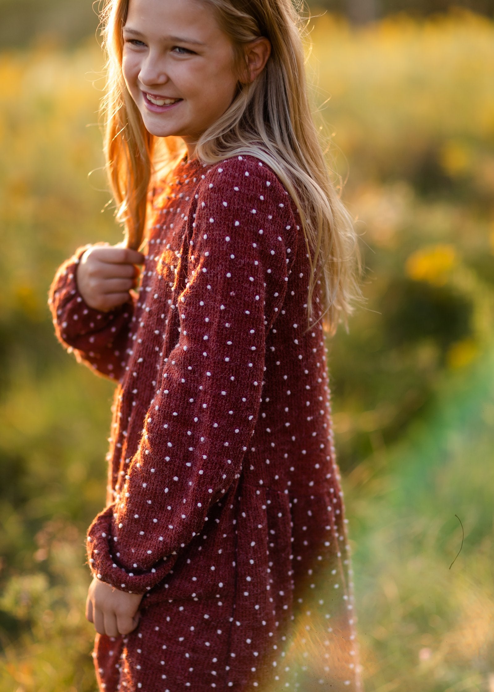 Girls Burgundy Swiss Dot Sweater Dress Girls Hayden Los Angeles