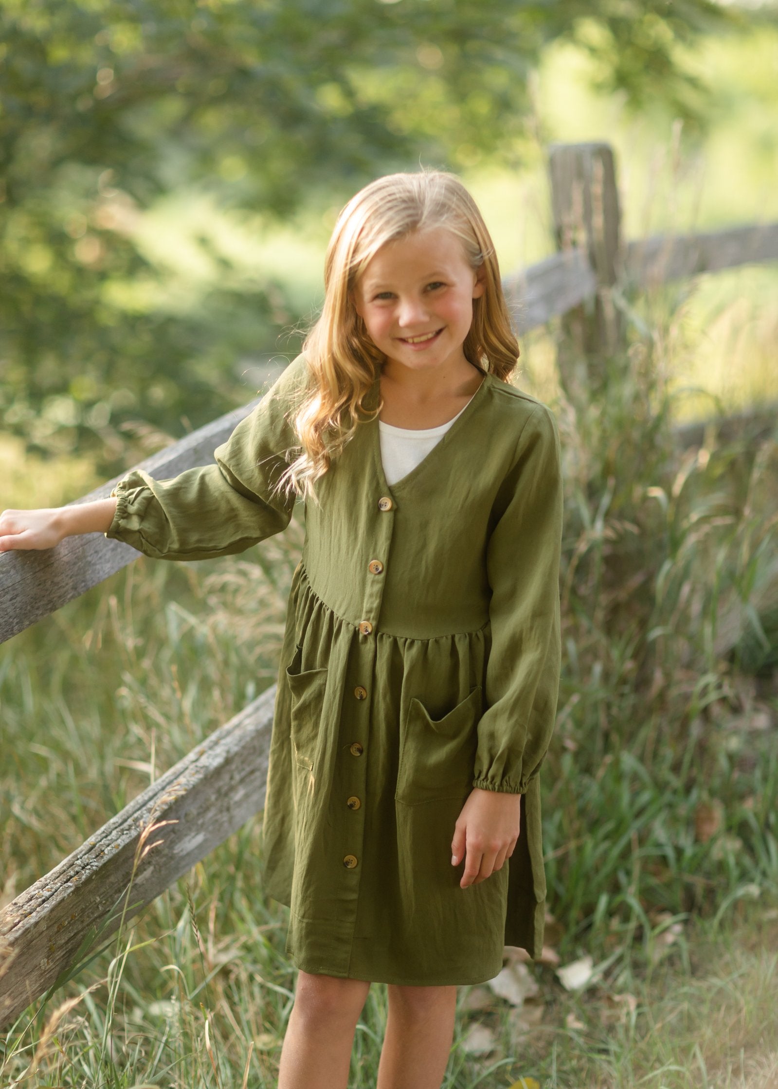 Girls Button Down Pocketed Dress Dresses Hayden