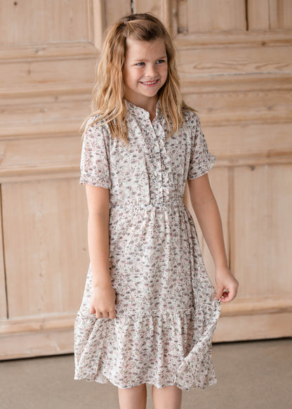 Girls Button Up Short Sleeve Dress Girls Hayden