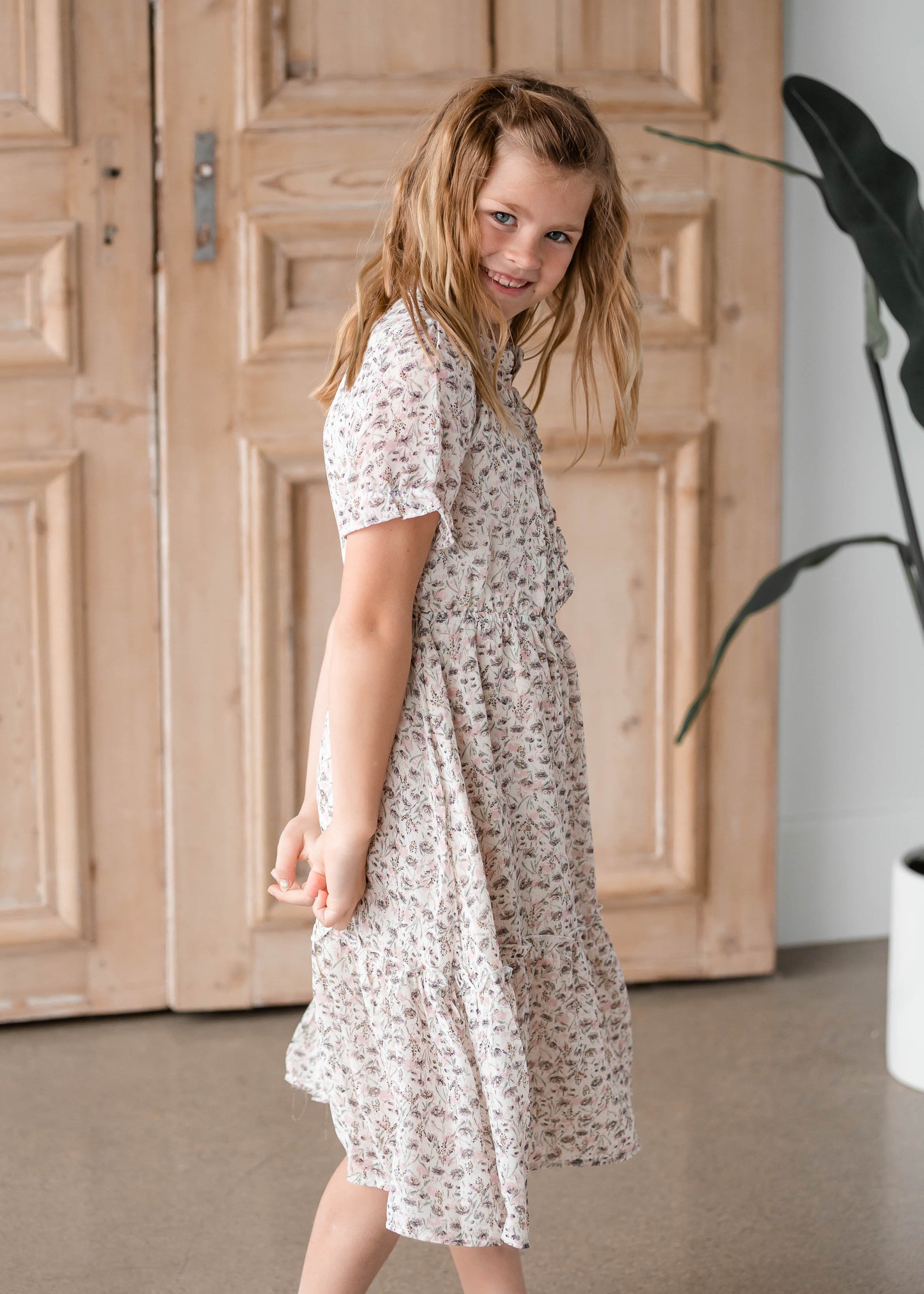 Girls Button Up Short Sleeve Dress Girls Hayden