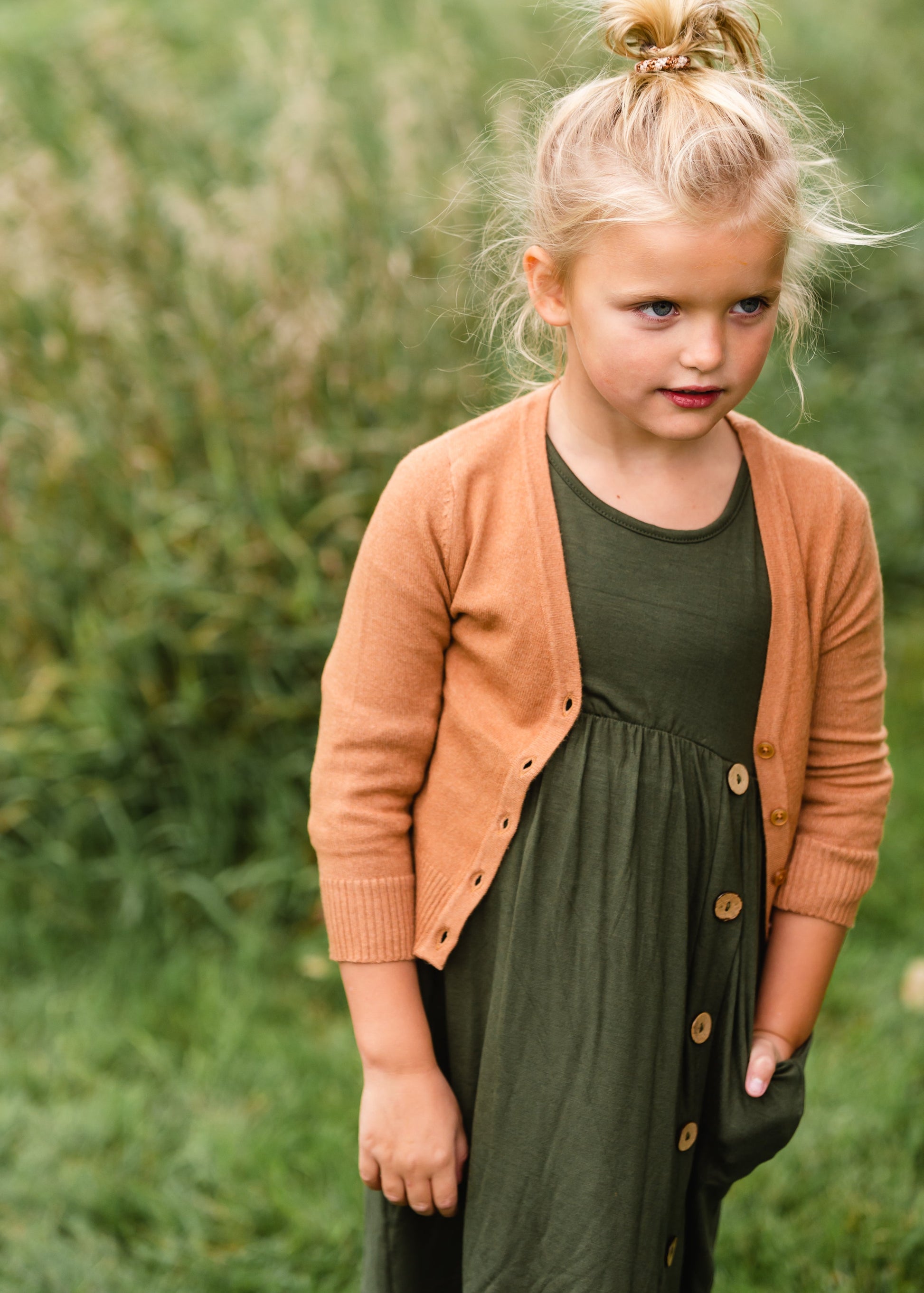 Girls Camel Sweater Cardigan - FINAL SALE Tops