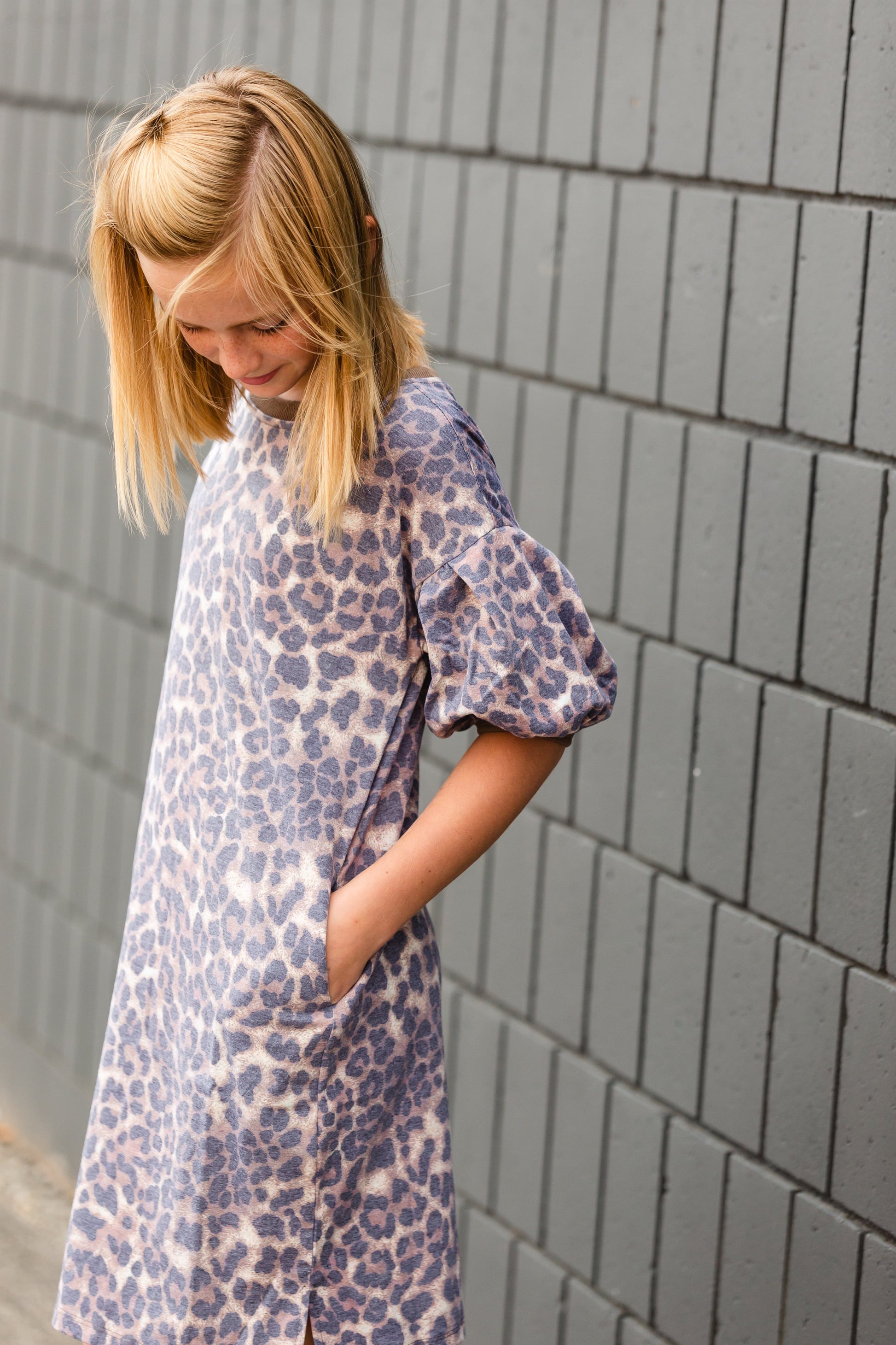 Girls Cheetah Print T-Shirt Dress - FINAL SALE Girls