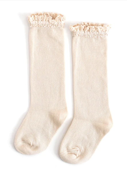 Girls Cream Lace Top Knee Highs Girls