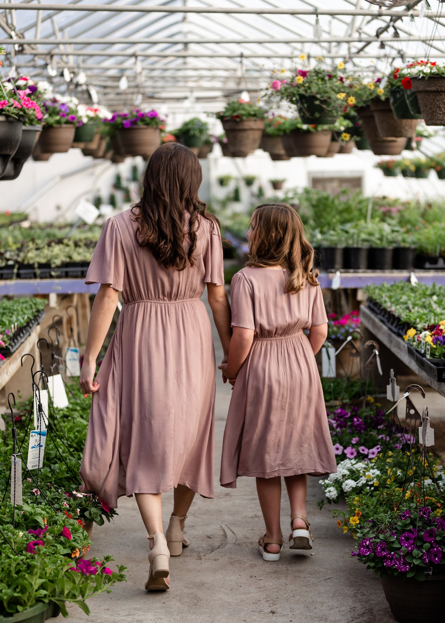 Girls Embroidered Cinched Waist Mauve Midi Dress Girls Hayden