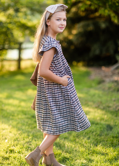 Girls Haven Plaid Wood Button Midi Dress Girls Woodmouse & Thistle