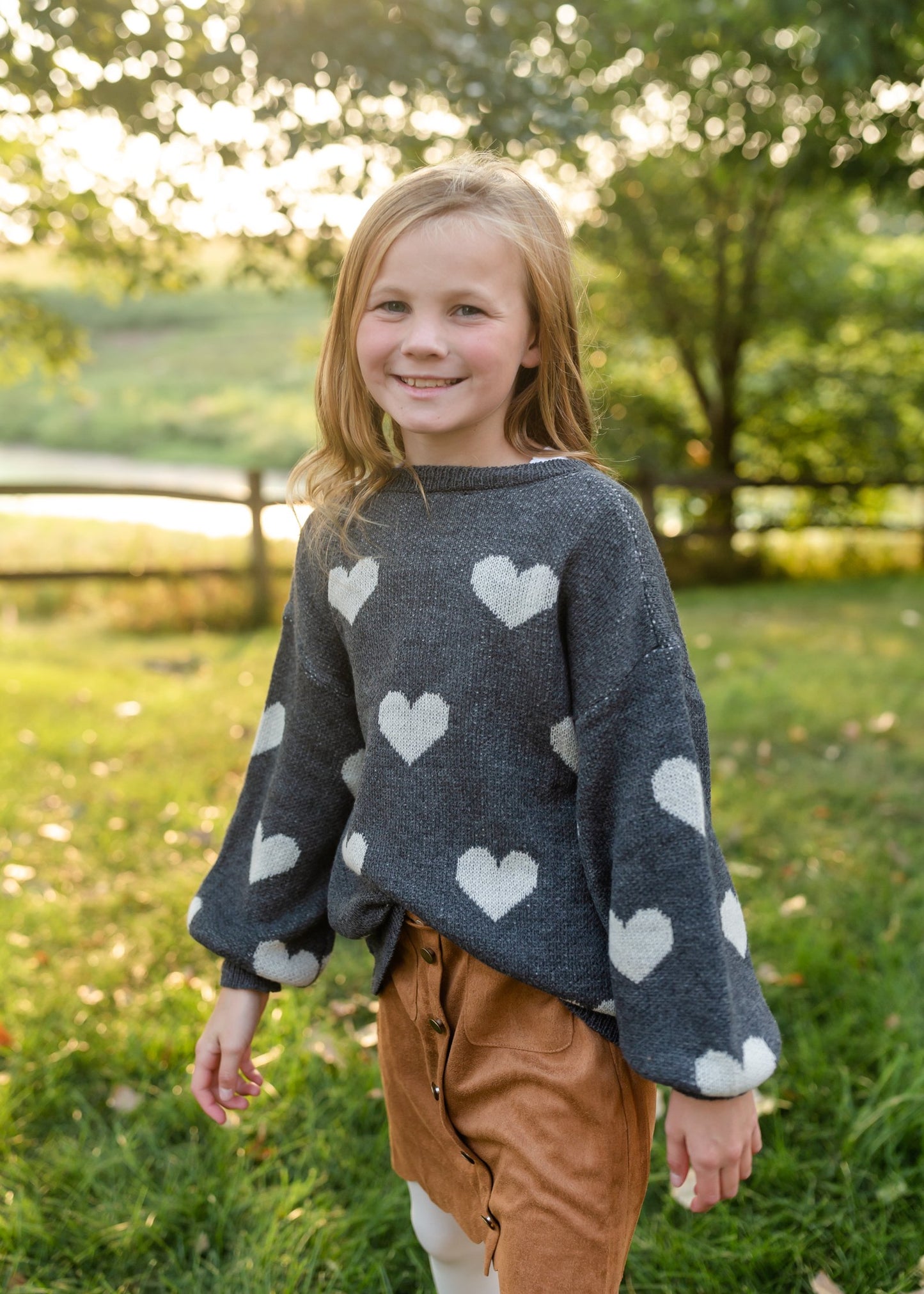 Girls Knitted Heart Pullover Sweater Girls Hayden Los Angeles