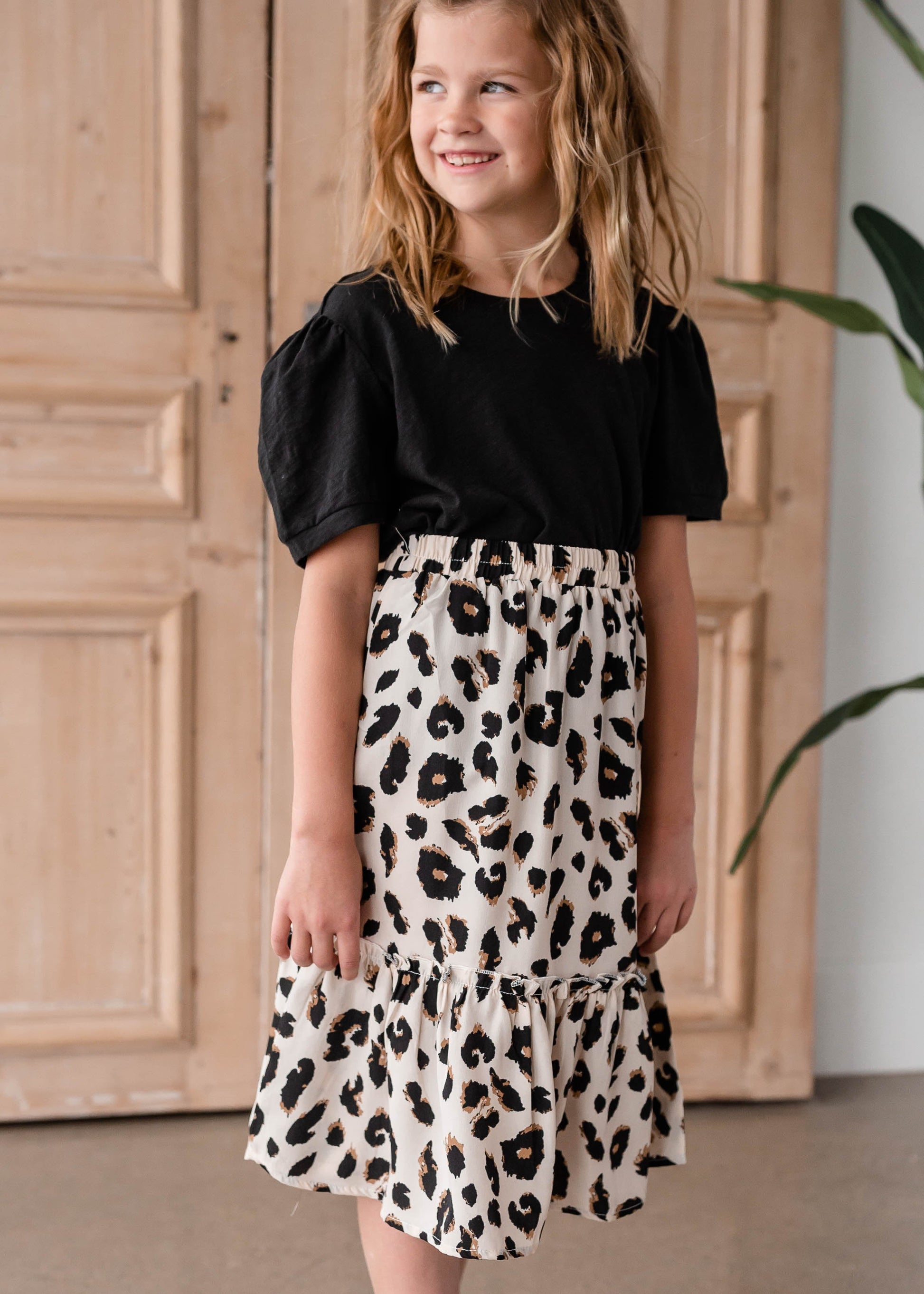 Girls Leopard Print Midi Skirt Girls Hayden