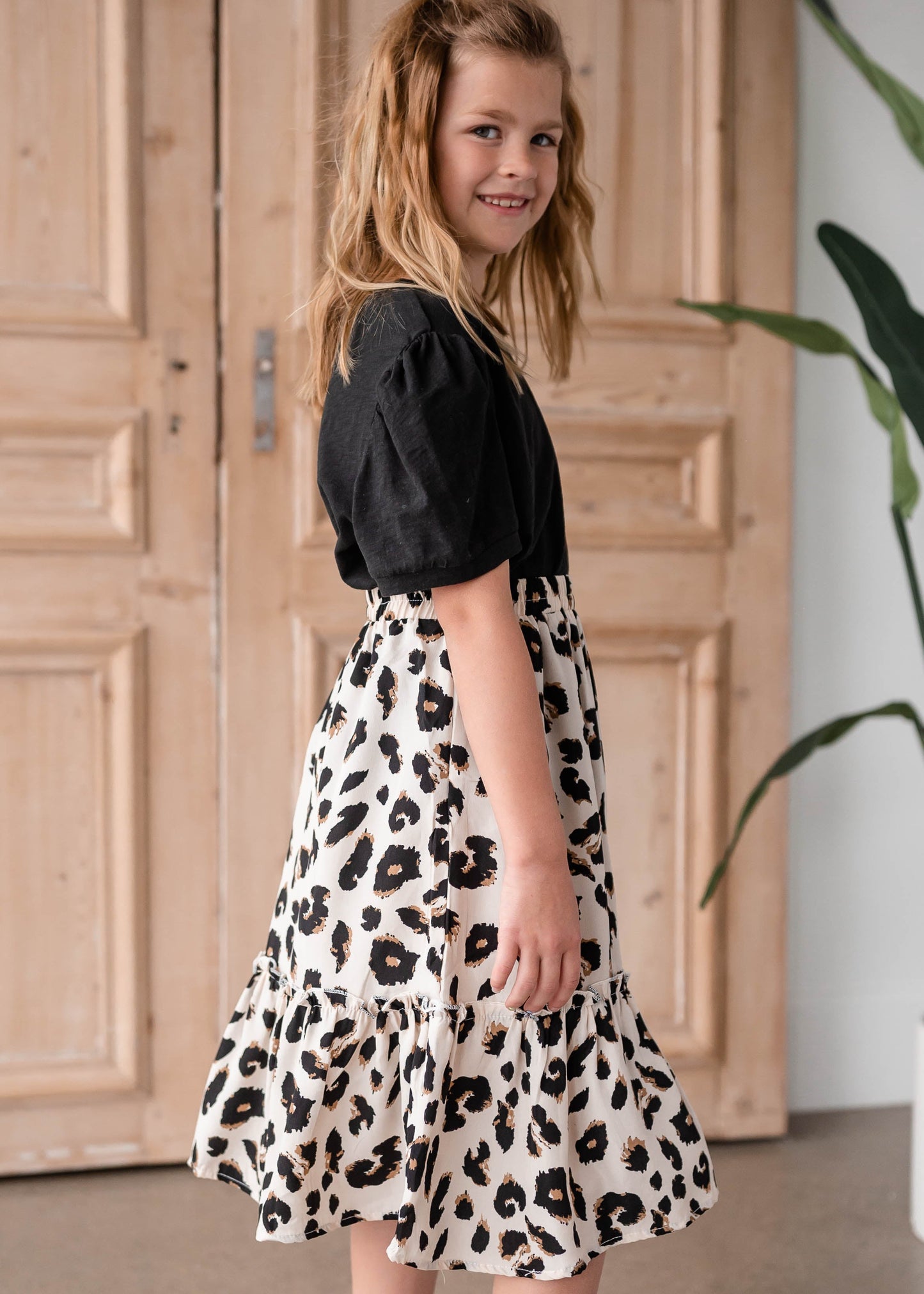 Girls Leopard Print Midi Skirt Girls Hayden