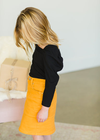 Girls Mustard Stretch Waist Denim Skirt - FINAL SALE Skirts