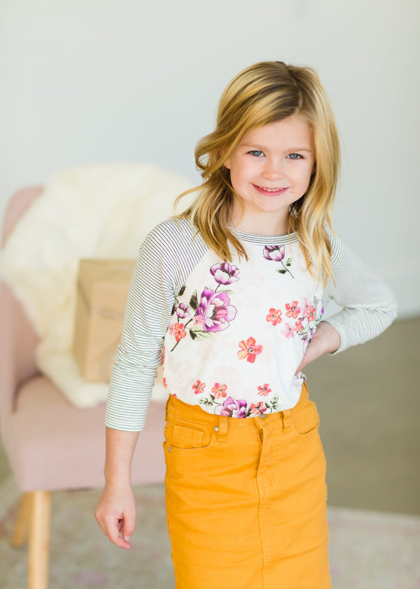 Girls Mustard Stretch Waist Denim Skirt - FINAL SALE Skirts