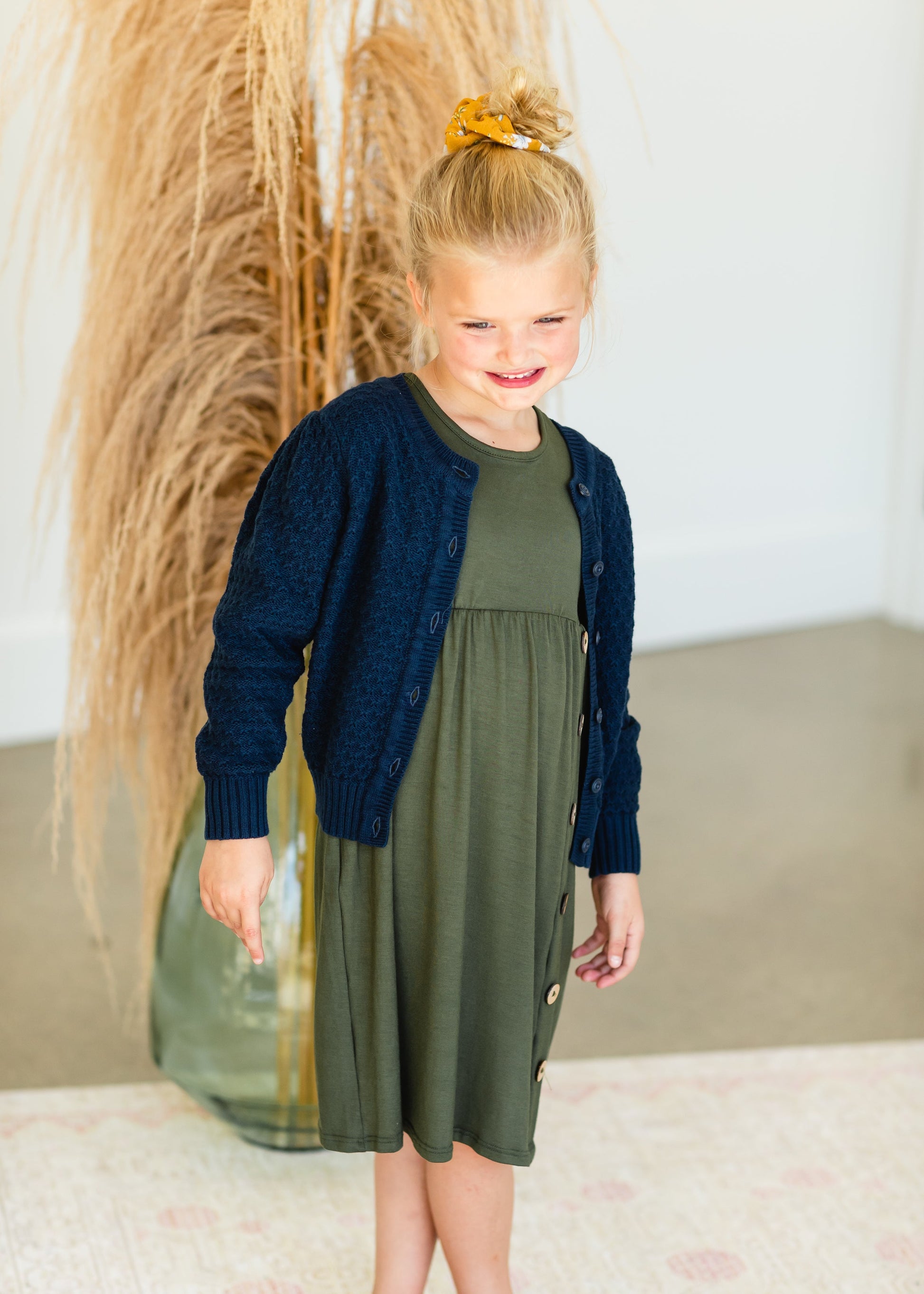 Girls Navy Knitted Cardigan - FINAL SALE Tops