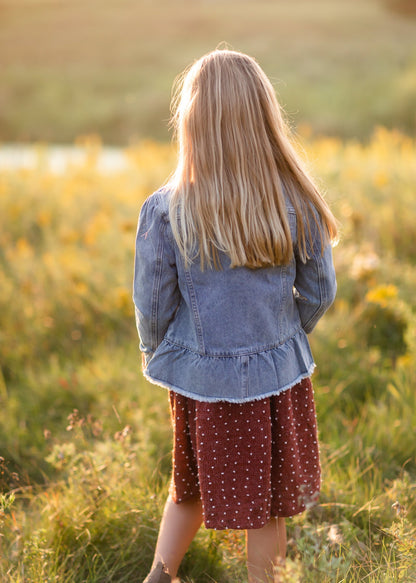 Girls Peplum Ruffle Denim Jacket Girls Hayden Los Angeles