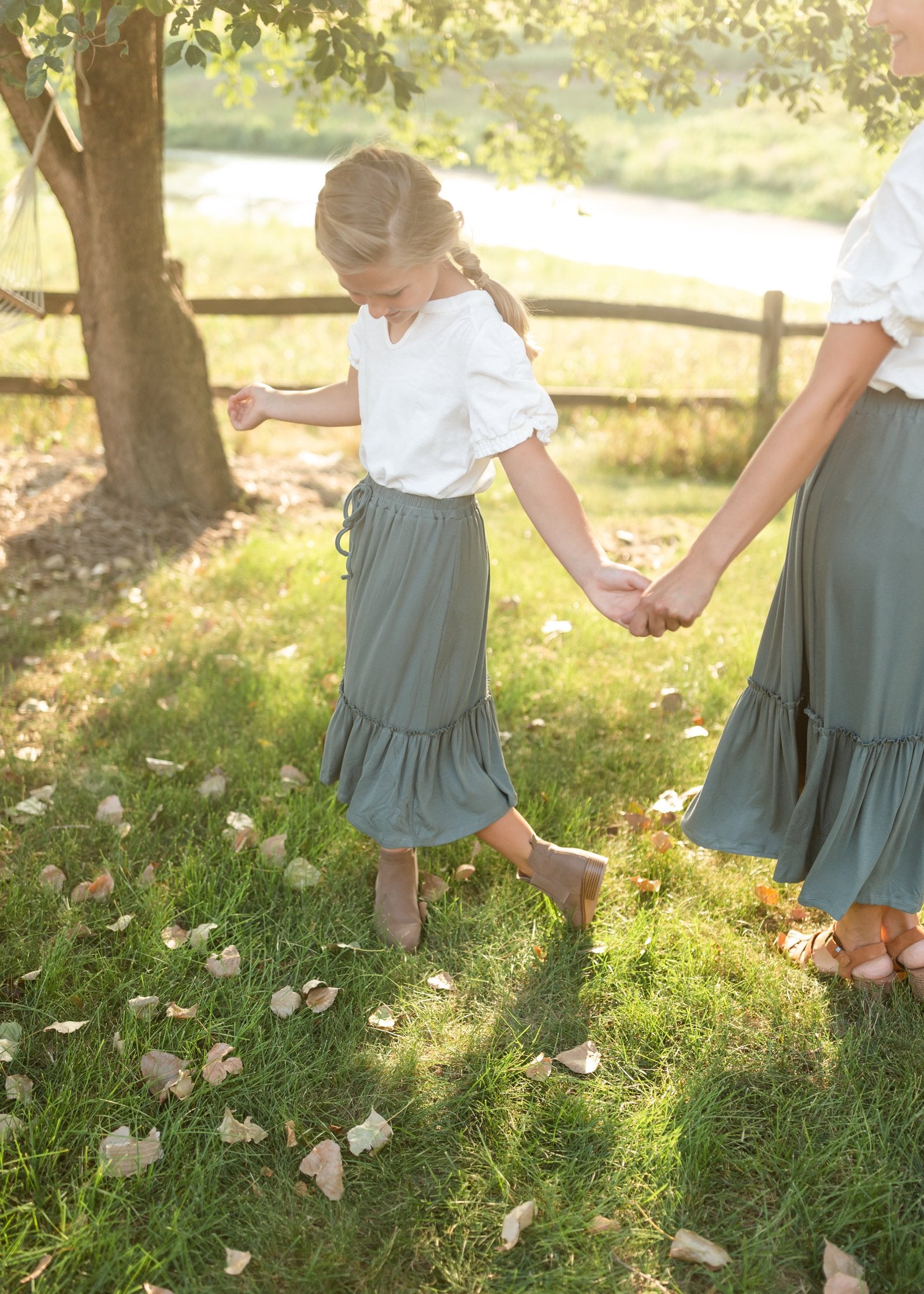 Girls Ruffled Knit Elastic Waist Midi Skirt Skirts Hayden