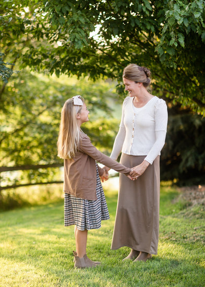 Girls Soft Cotton Dark Mocha Cardigan Girls Woodmouse & Thistle