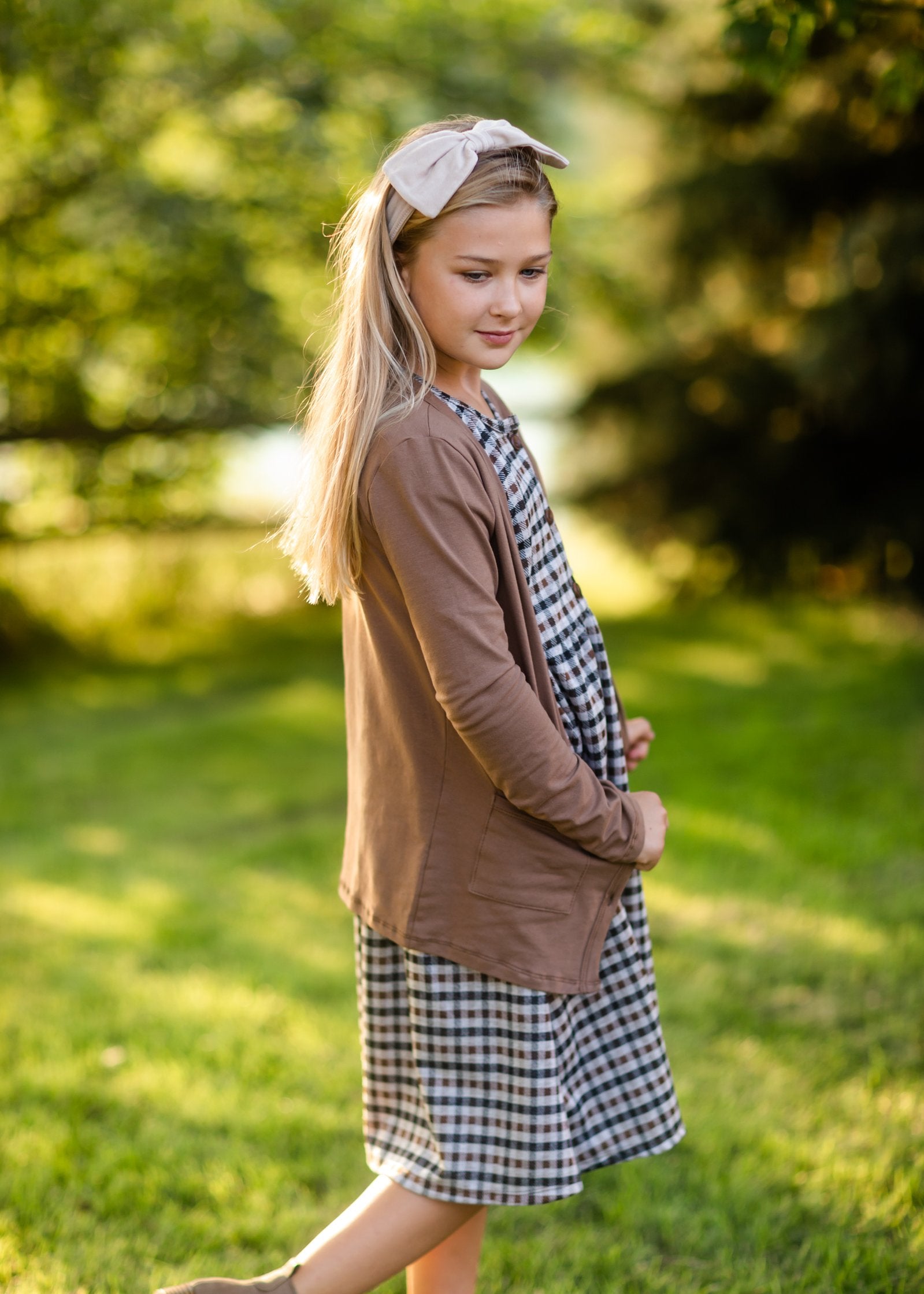 Girls Soft Cotton Dark Mocha Cardigan Girls Woodmouse & Thistle