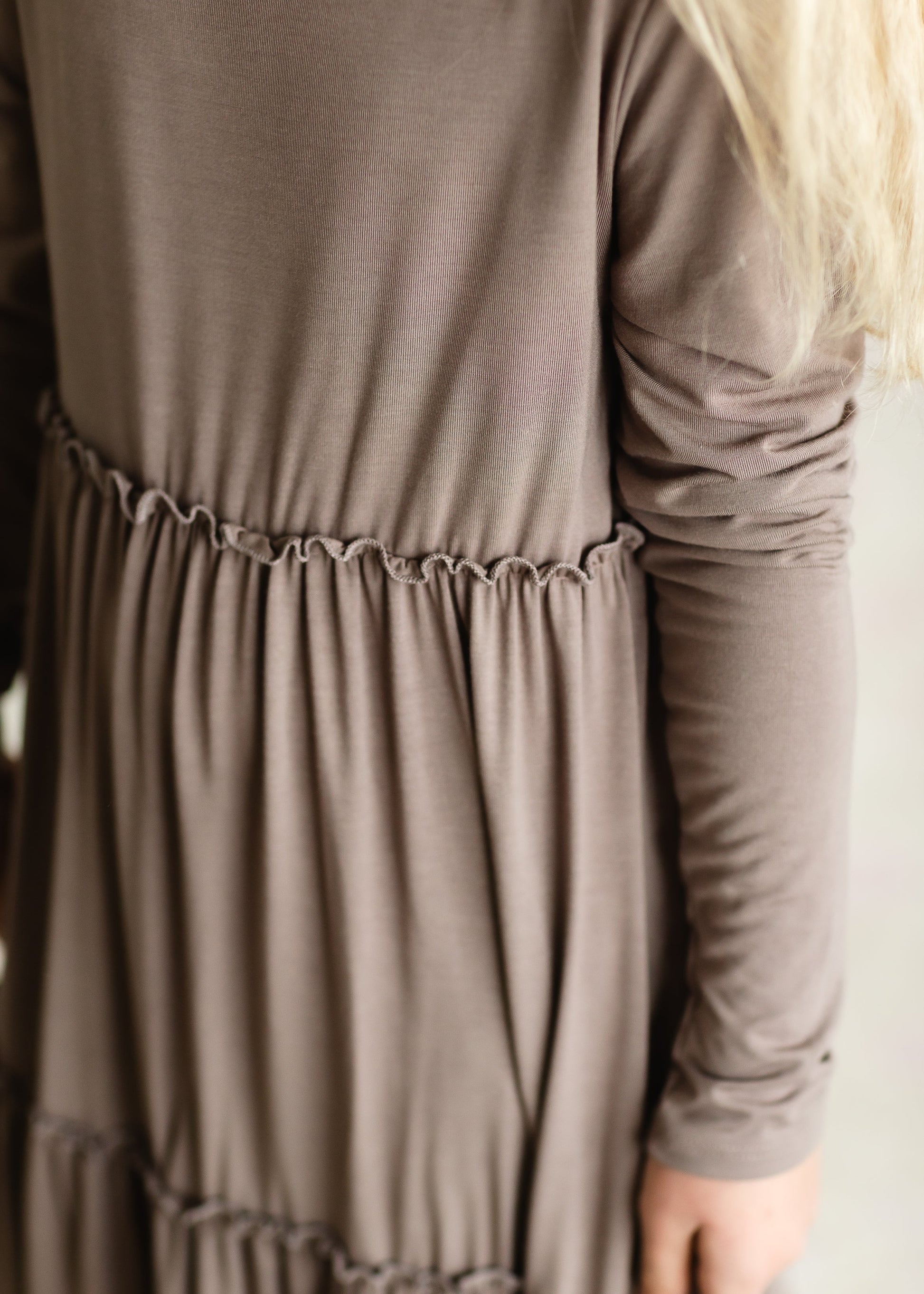 Girls Taupe Layered Midi Dress - FINAL SALE Girls