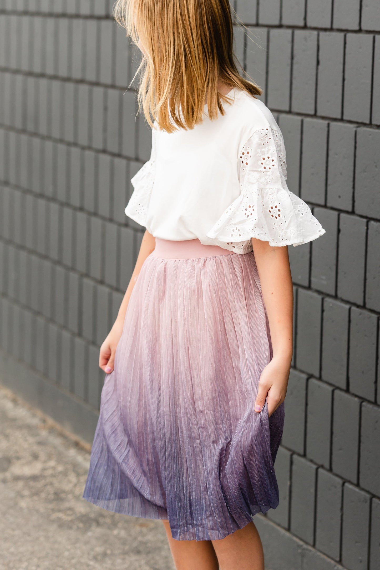 Girls White Lace Short Sleeve Top - FINAL SALE Tops