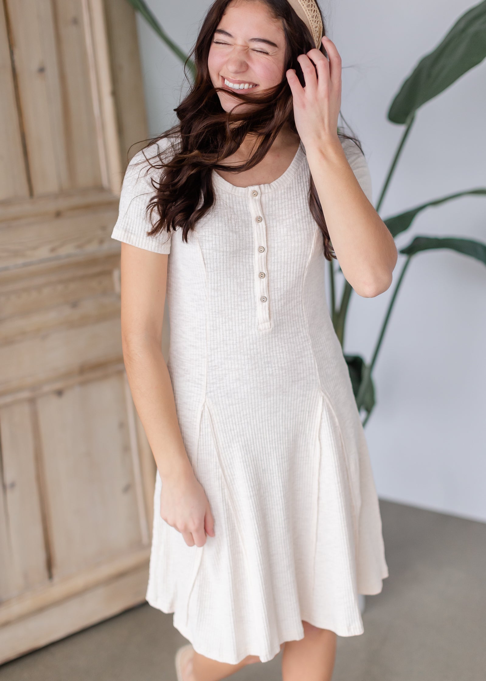 Godet Midi Dress with Button Detail Dresses Polagram