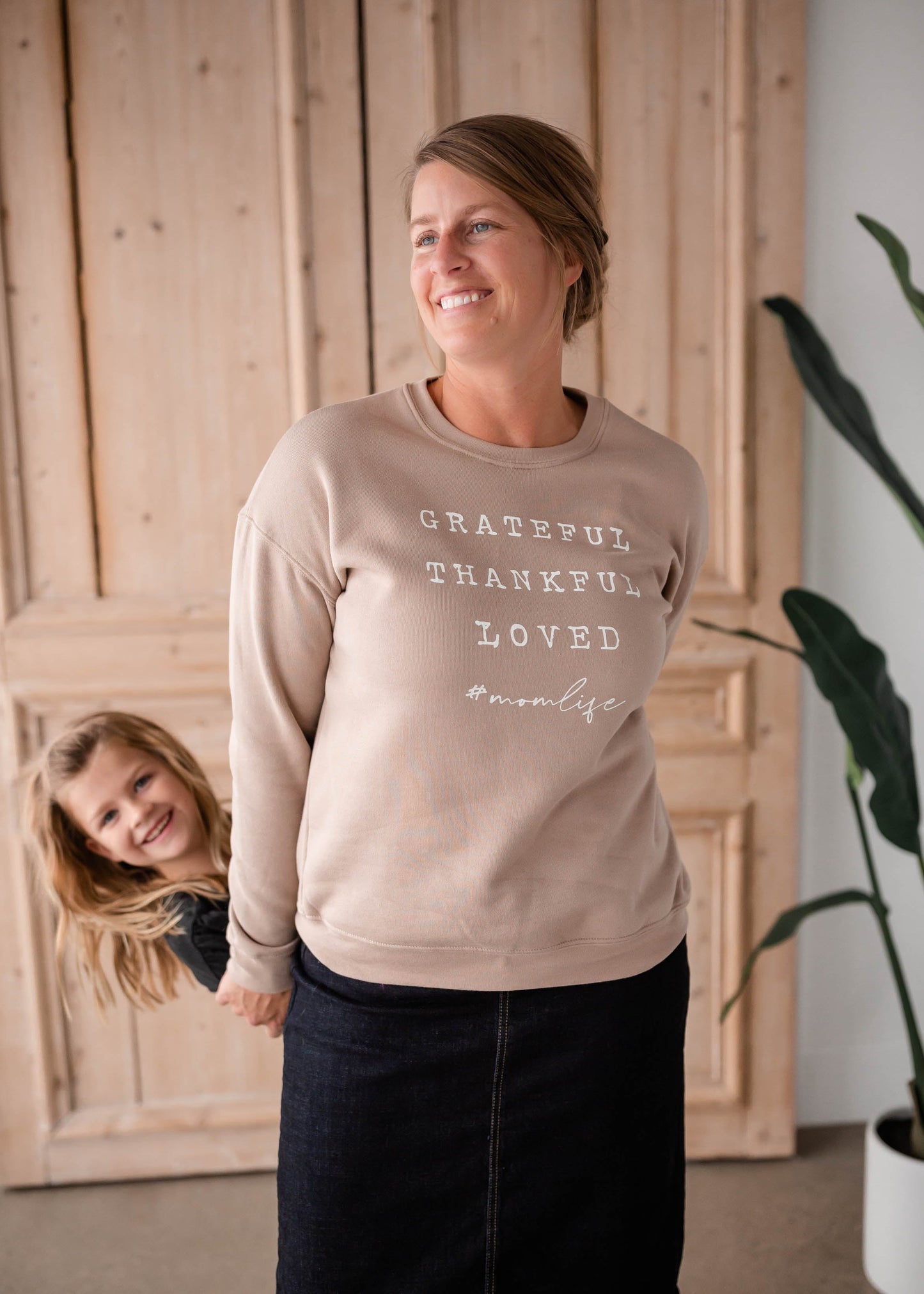 Grateful Thankful & Loved Crew Neck Sweatshirt Shirt Oat Collective