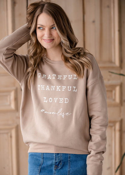 Grateful Thankful & Loved Crew Neck Sweatshirt Shirt Oat Collective