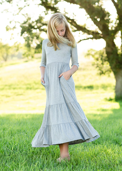 Gray High Waist Stretch Maxi Dress Dresses