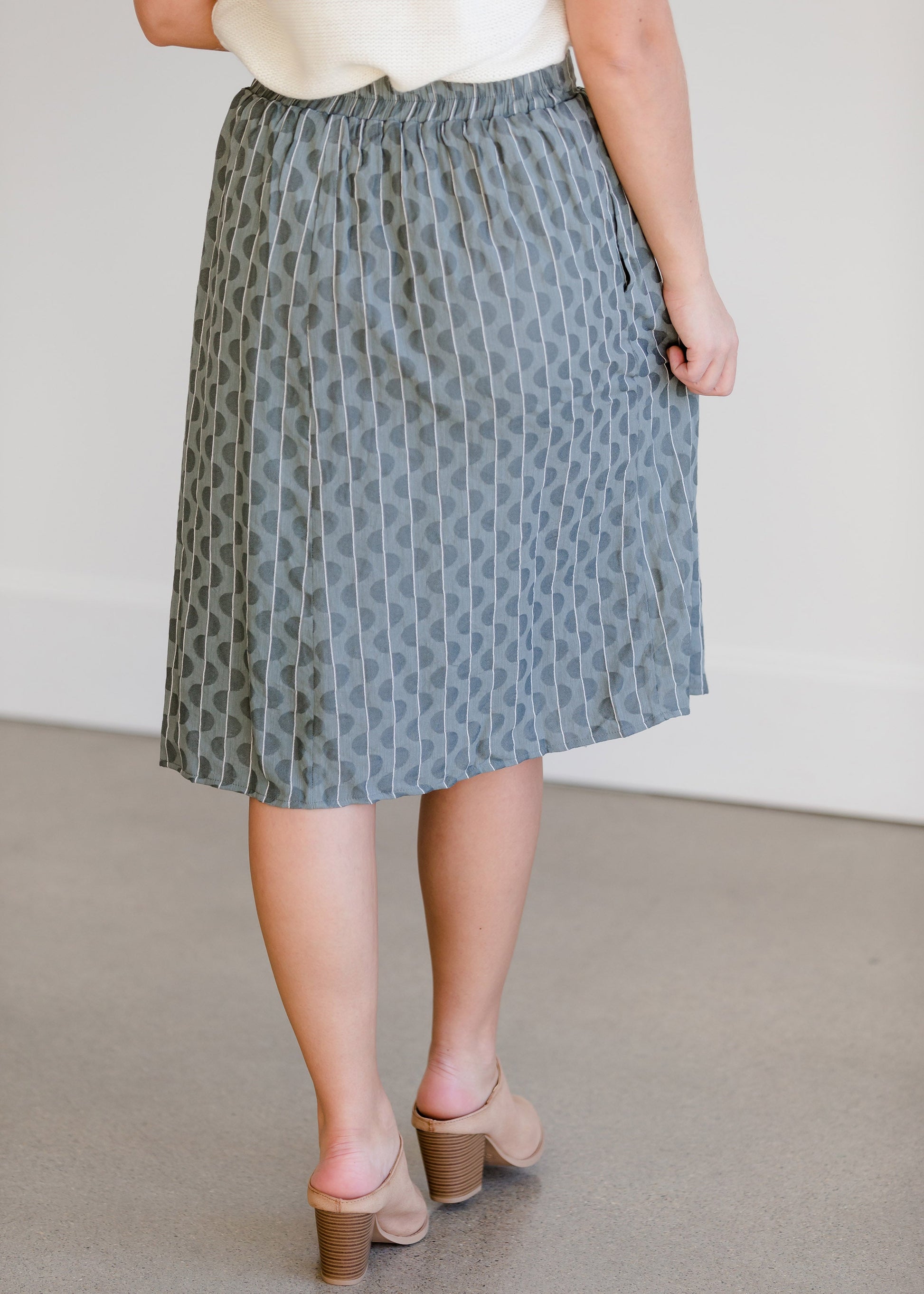 Gray Print Below the Knee Skirt - FINAL SALE Skirts