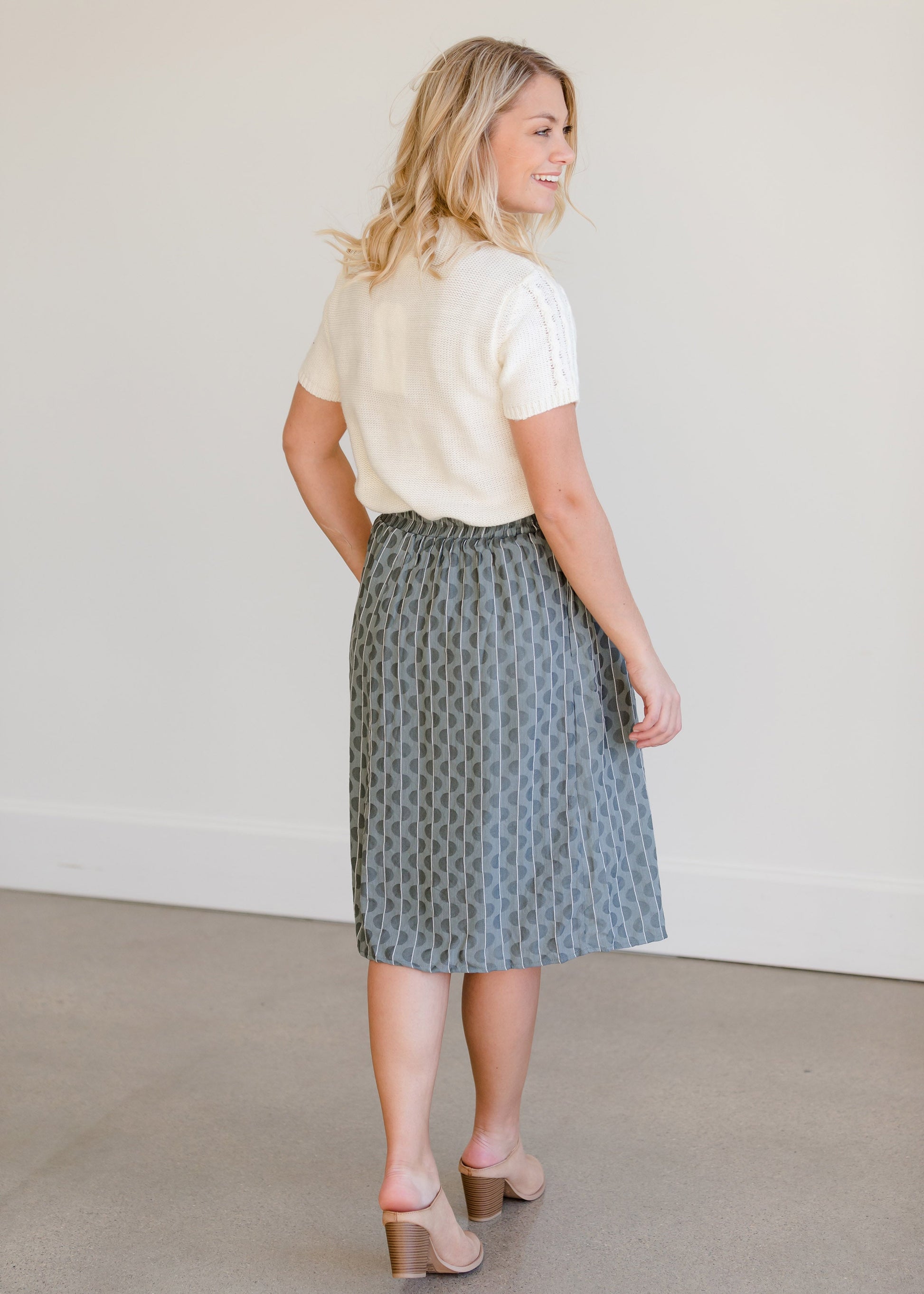 Gray Print Below the Knee Skirt - FINAL SALE Skirts