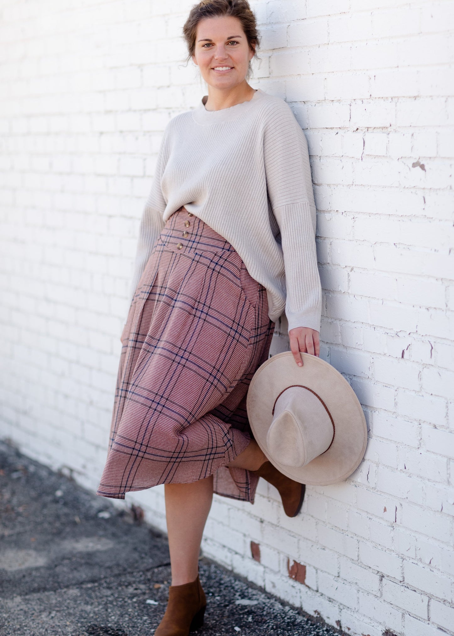 Gray Ribbed Dolman Sleeve Sweater Tops Tea & Rose