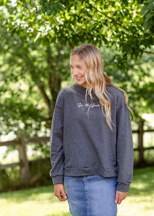 Gray See The Good Sweatshirt - FINAL SALE Tops