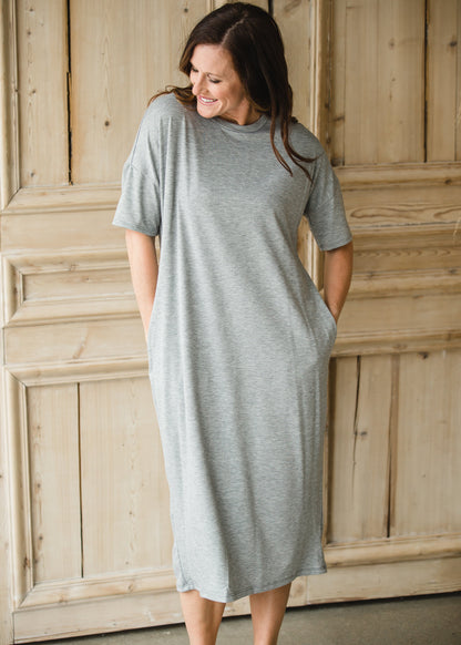 Heather Gray French Terry Midi Dress - FINAL SALE Dresses