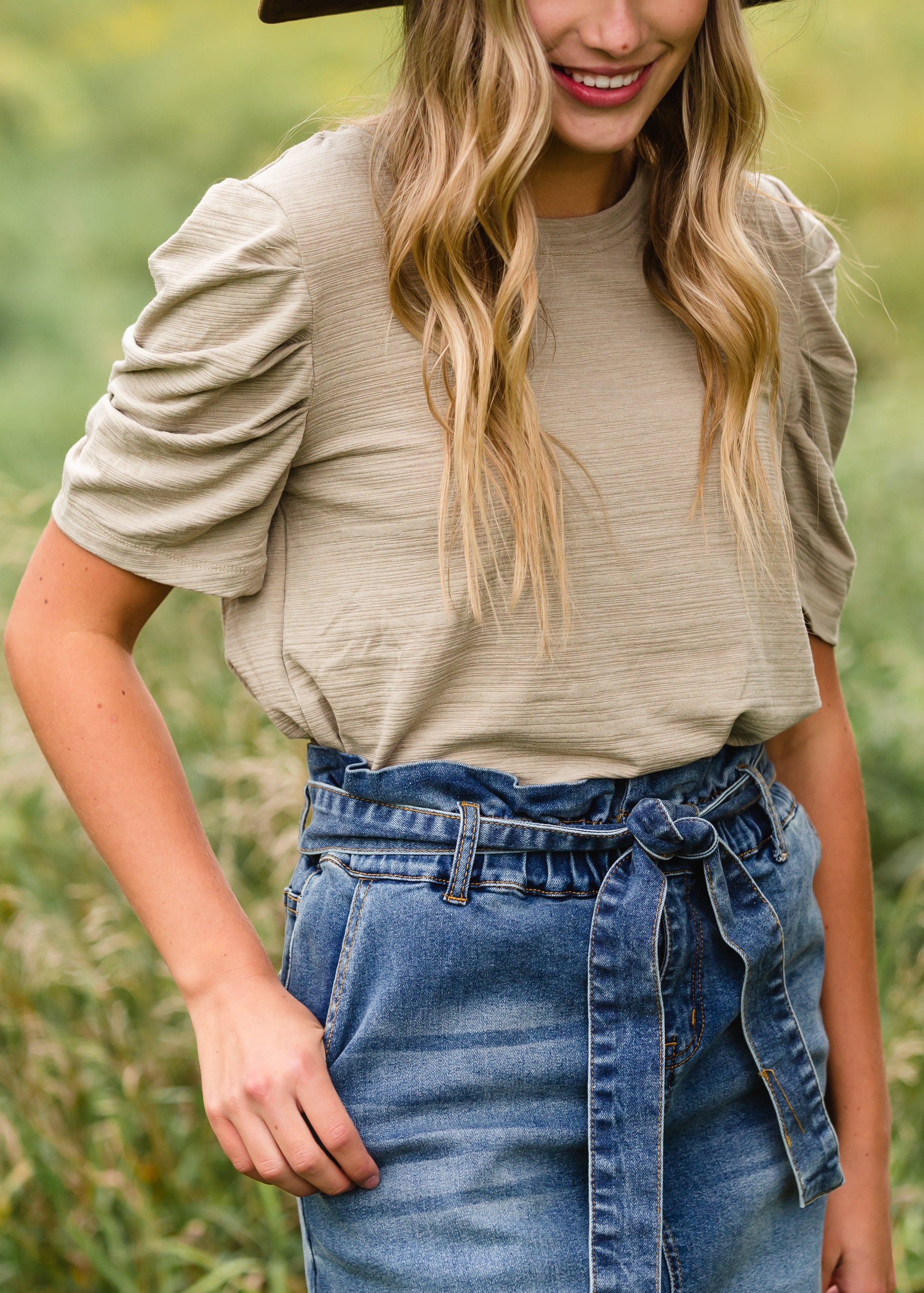 Heather Sage Short Sleeve Top - FINAL SALE Tops