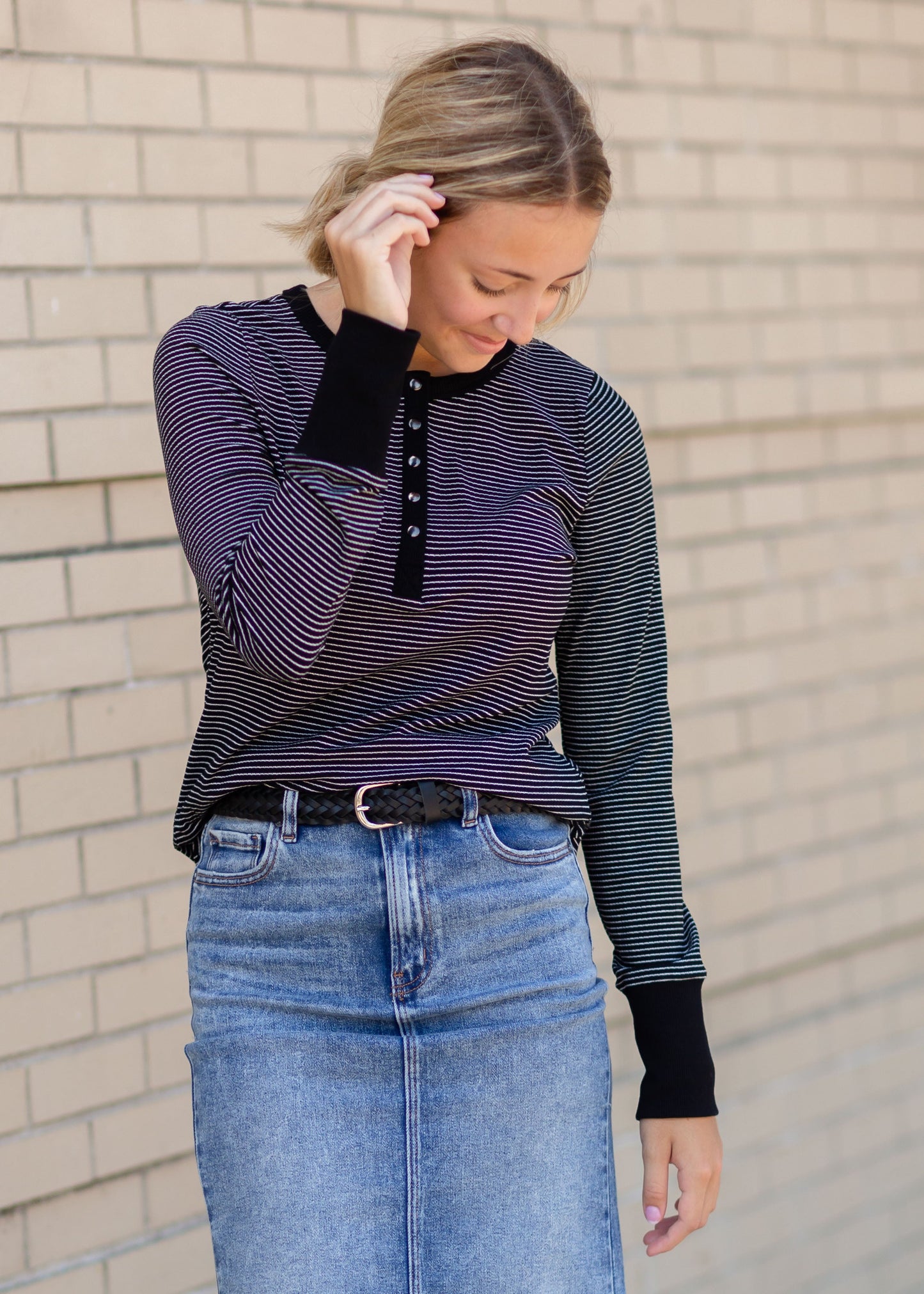 Henley Top With Contrast Tops