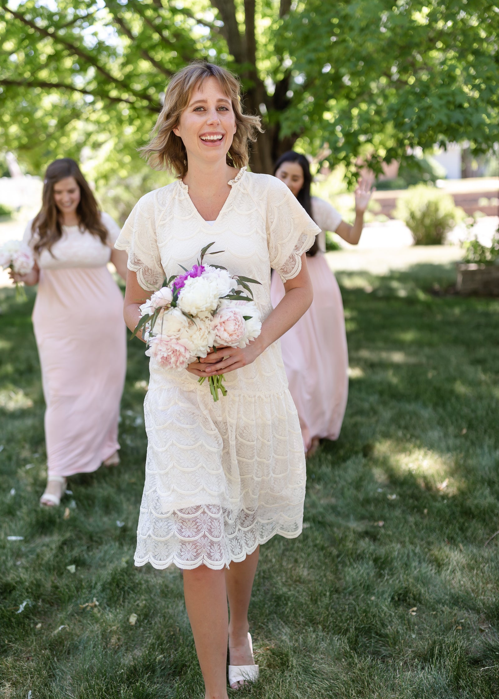 Ivory Lace Overlay Midi Dress - FINAL SALE Dresses