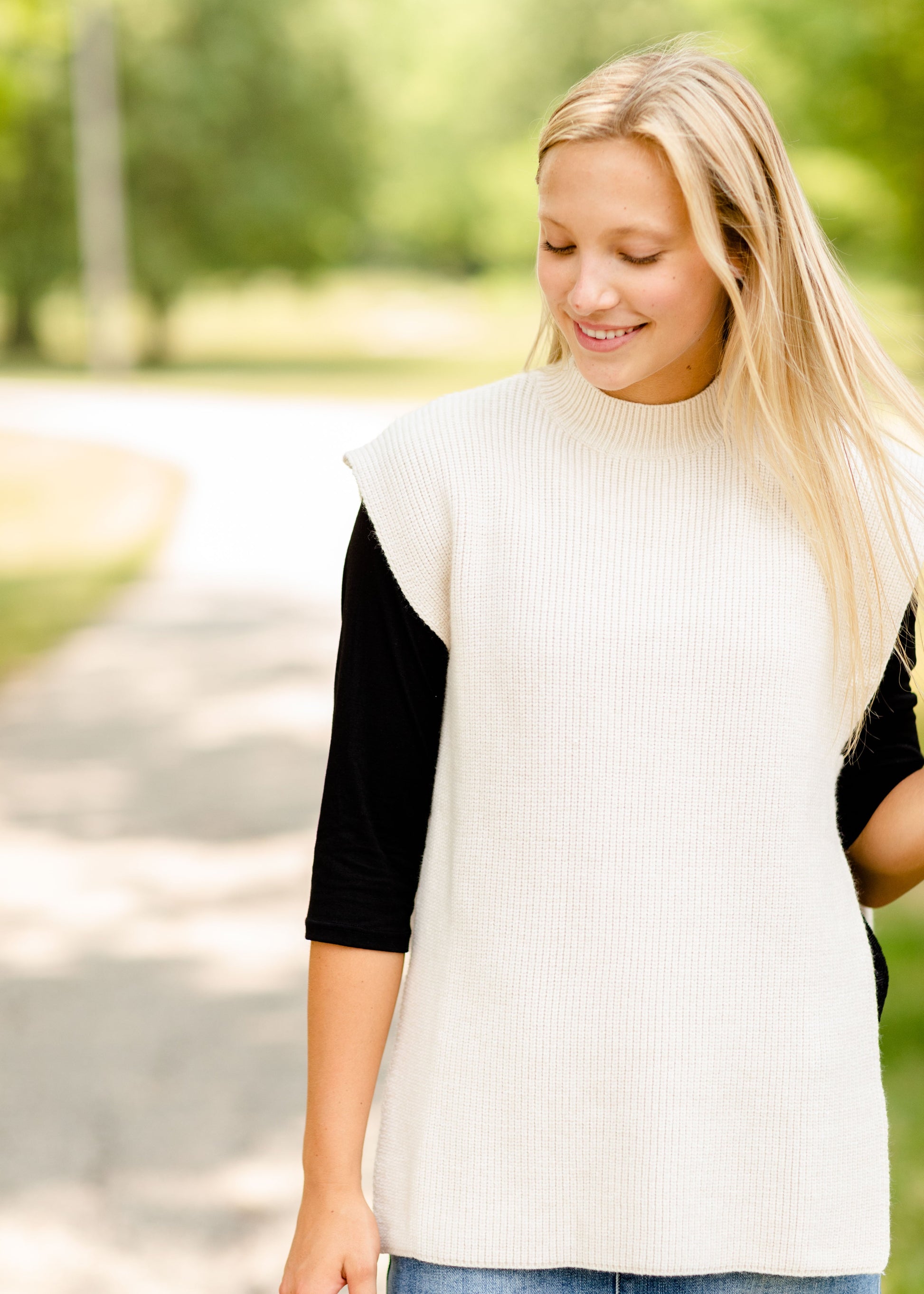 Ivory Open Side Shell Vest - FINAL SALE Tops