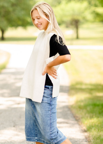 Ivory Open Side Shell Vest - FINAL SALE Tops