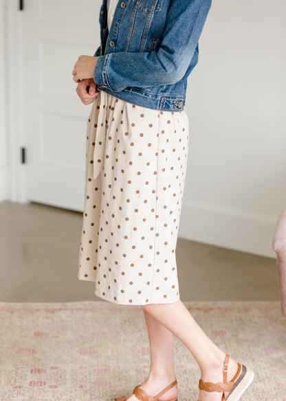 Ivory Polka Dot Paper Bag Midi Skirt - FINAL SALE Skirts