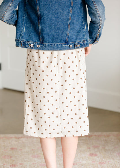 Ivory Polka Dot Paper Bag Midi Skirt - FINAL SALE Skirts