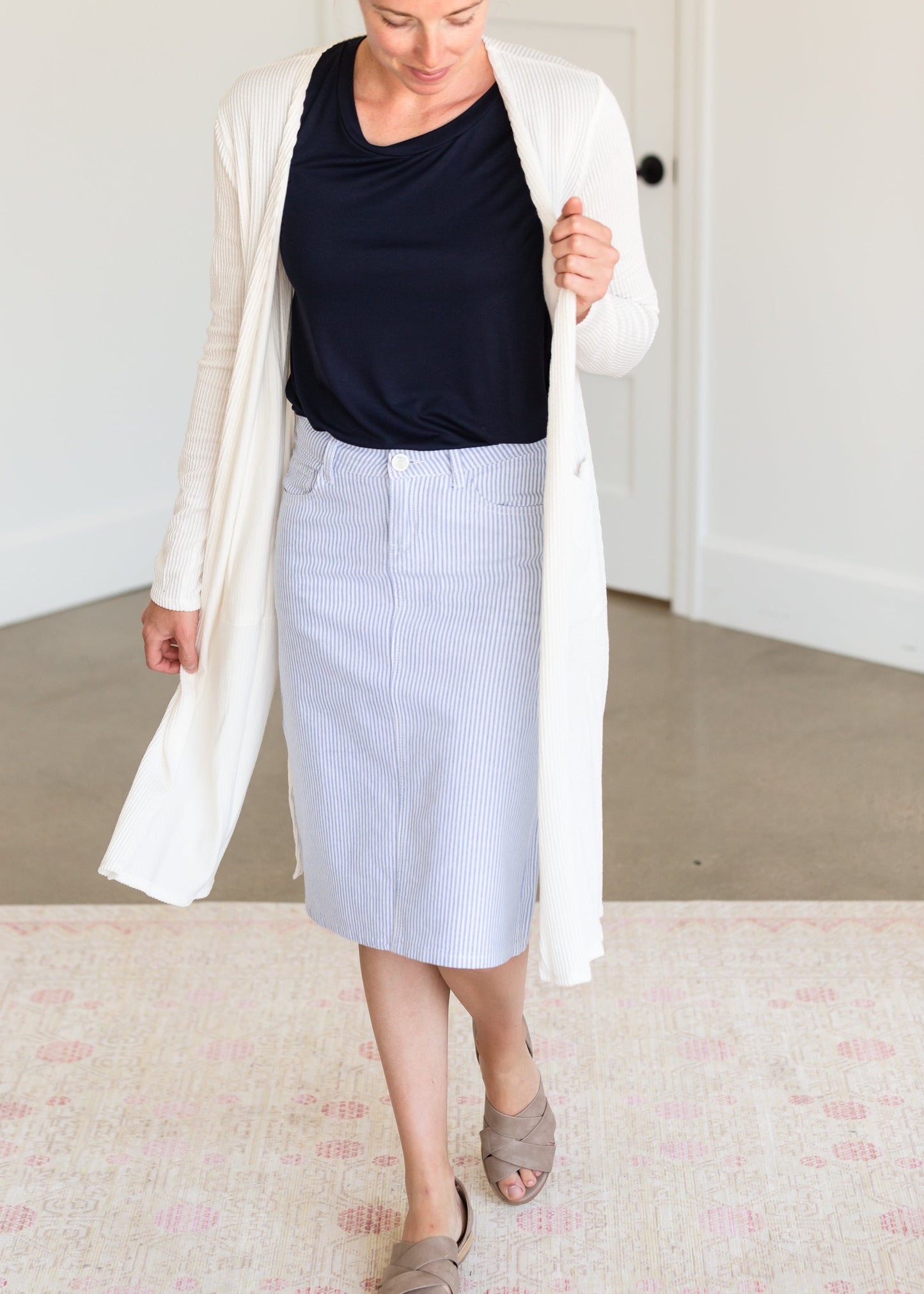 Ivory Ribbed Cardigan with Pockets - FINAL SALE Layering Essentials