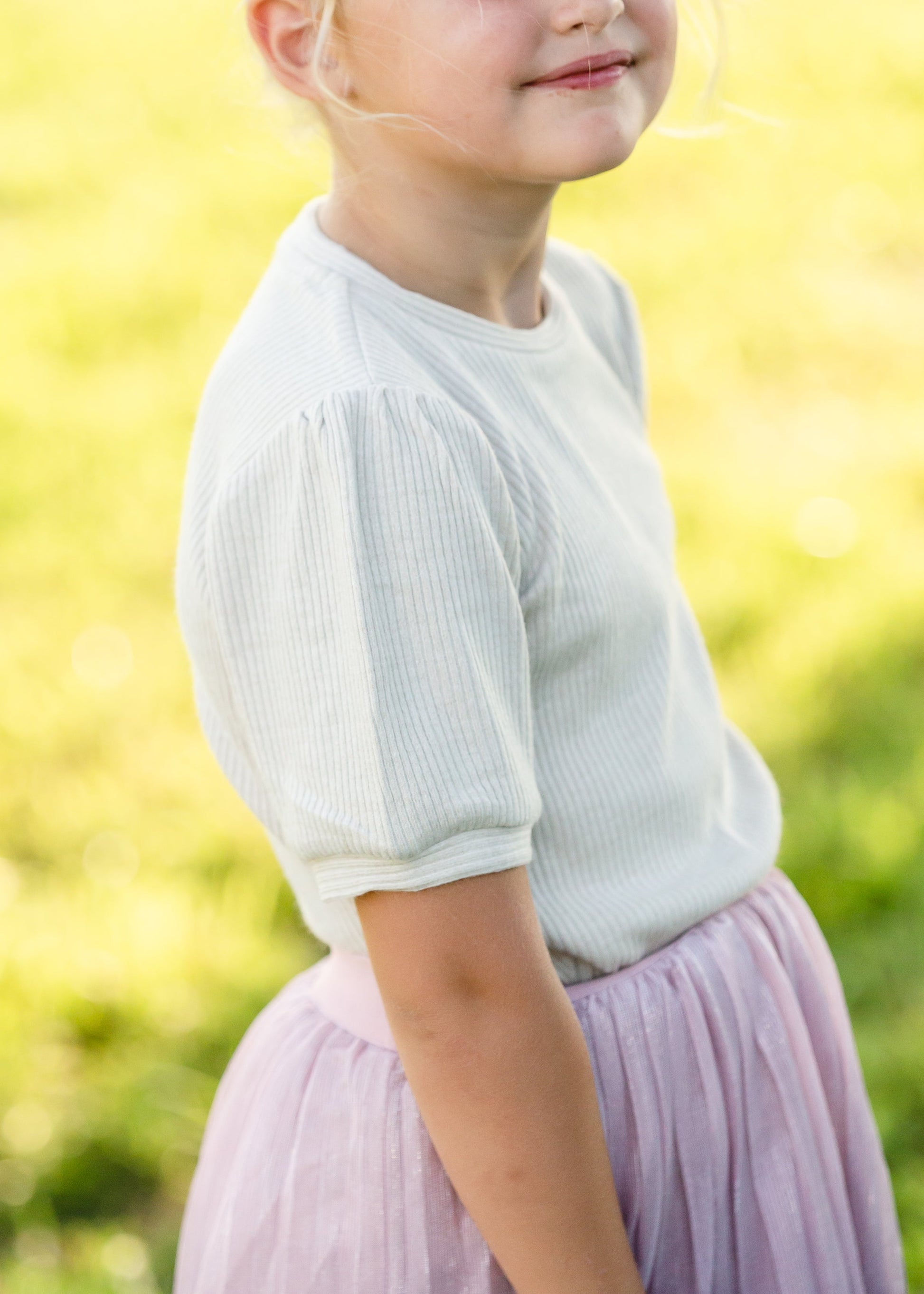 Ivory Ribbed Puff Sleeve Tee - FINAL SALE Tops