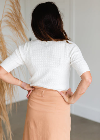 Ivory Scalloped Edge Sweater - FINAL SALE Shirt