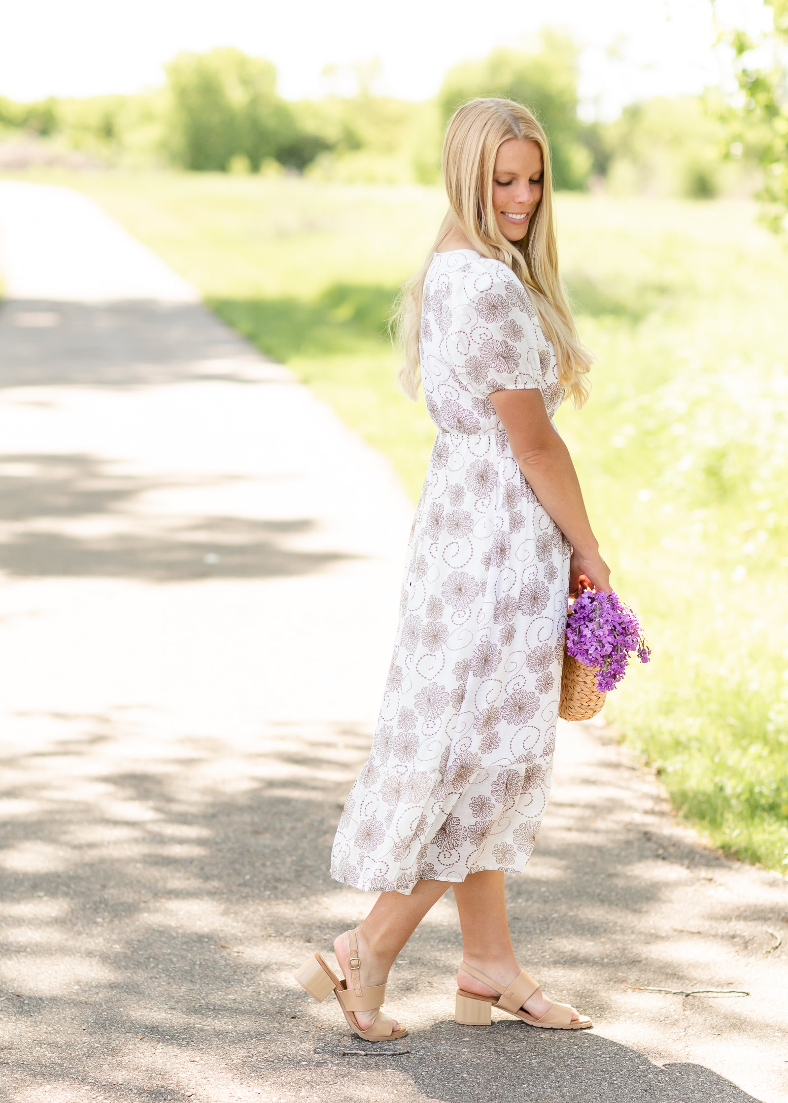 Ivory Square Neck Tiered Midi Dress - FINAL SALE Dresses