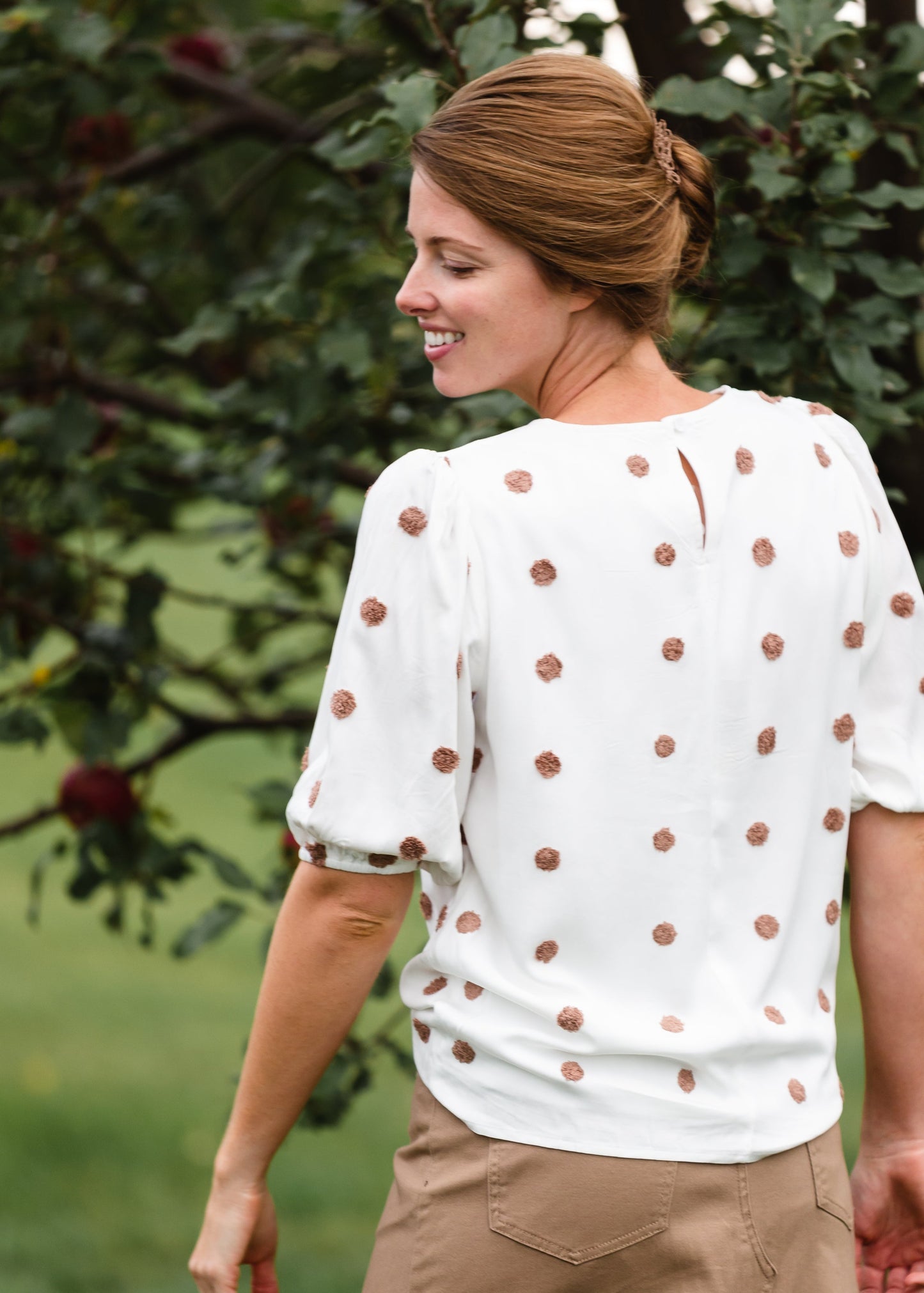 Ivory Swiss Dot Puff Sleeve Top - FINAL SALE Tops