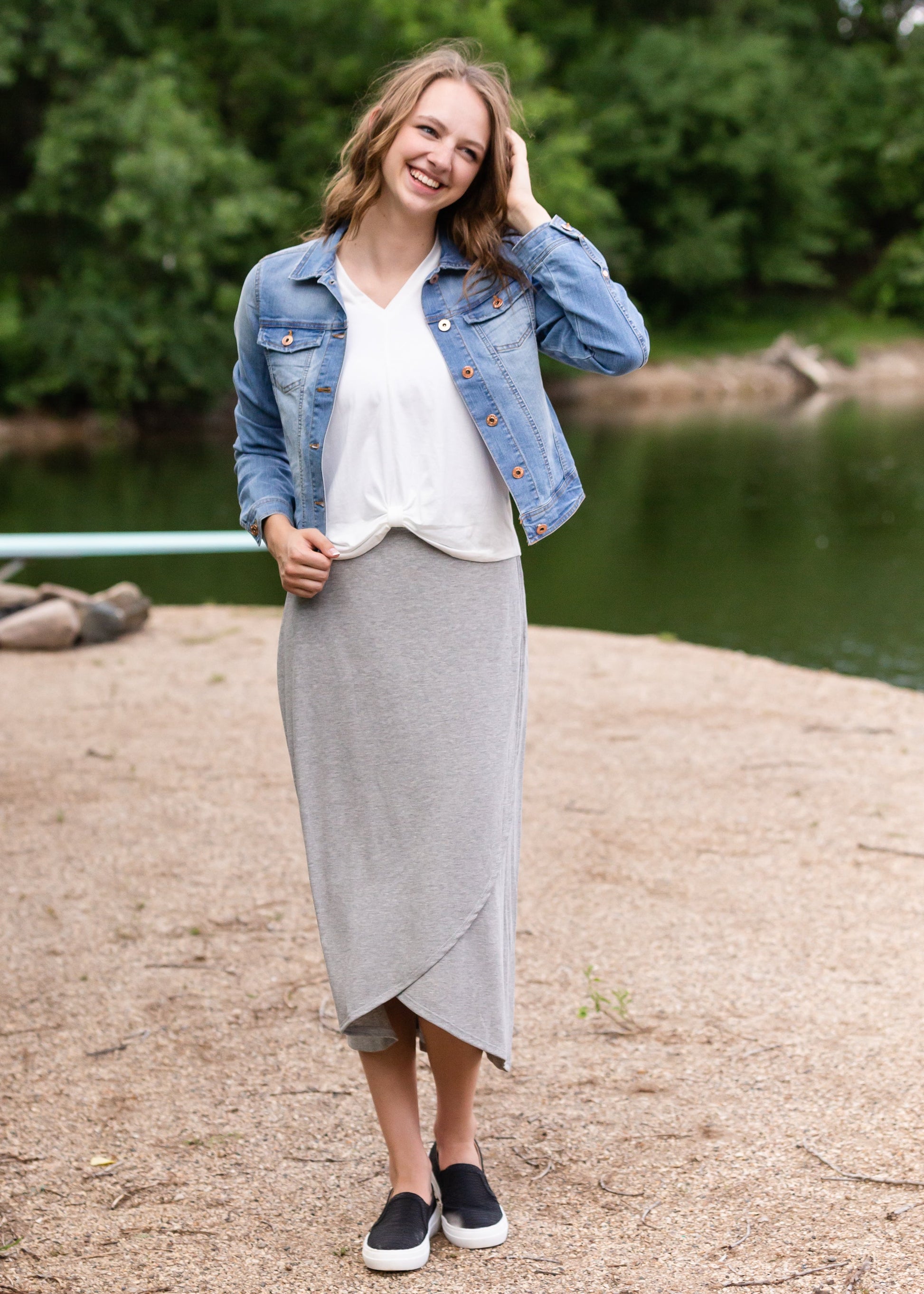 Ivory Triblend Front knot Tank Top - FINAL SALE Tops